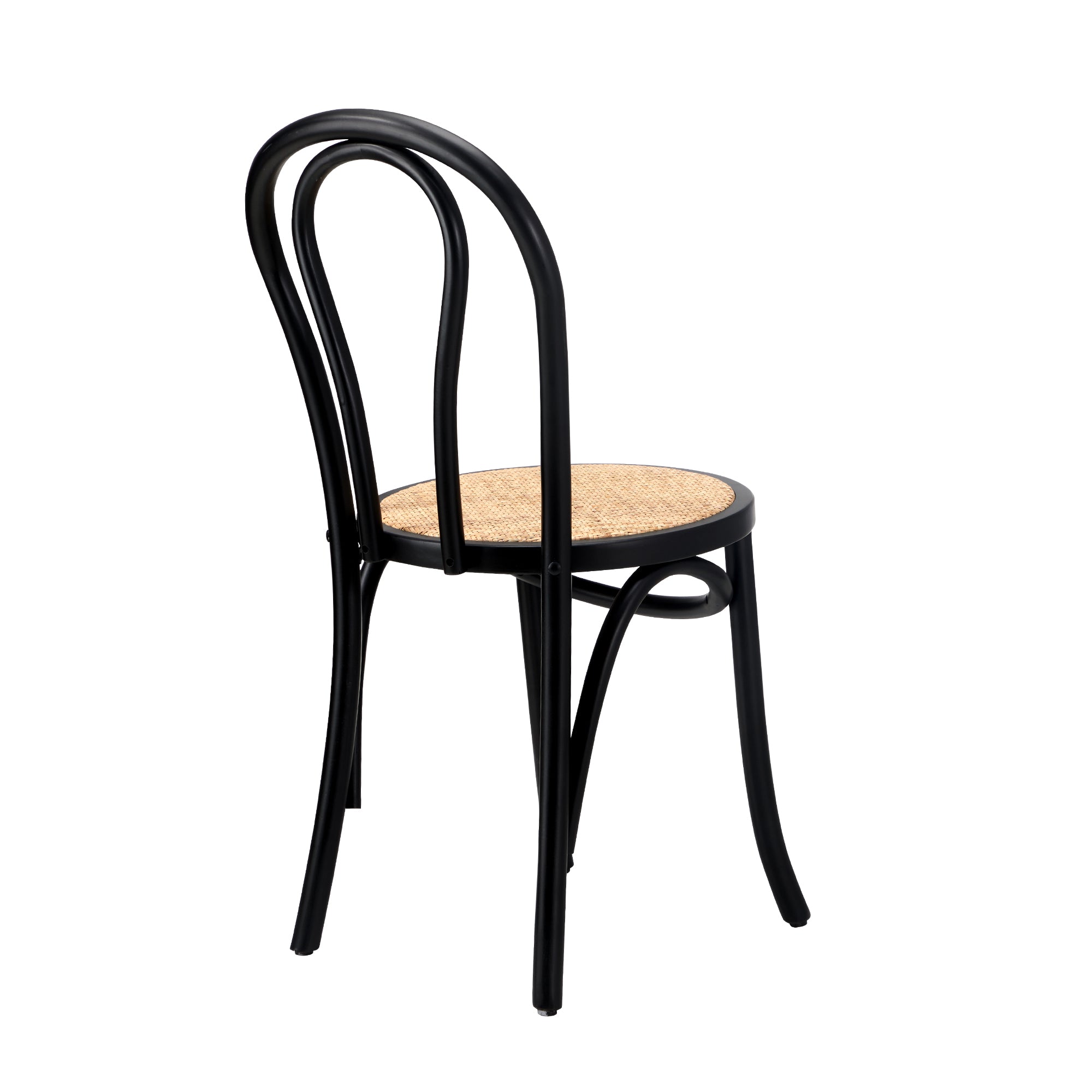 Oikiture 2PCS Dining Chair Solid Wooden Chairs Ratan Seat Black - Sunyee