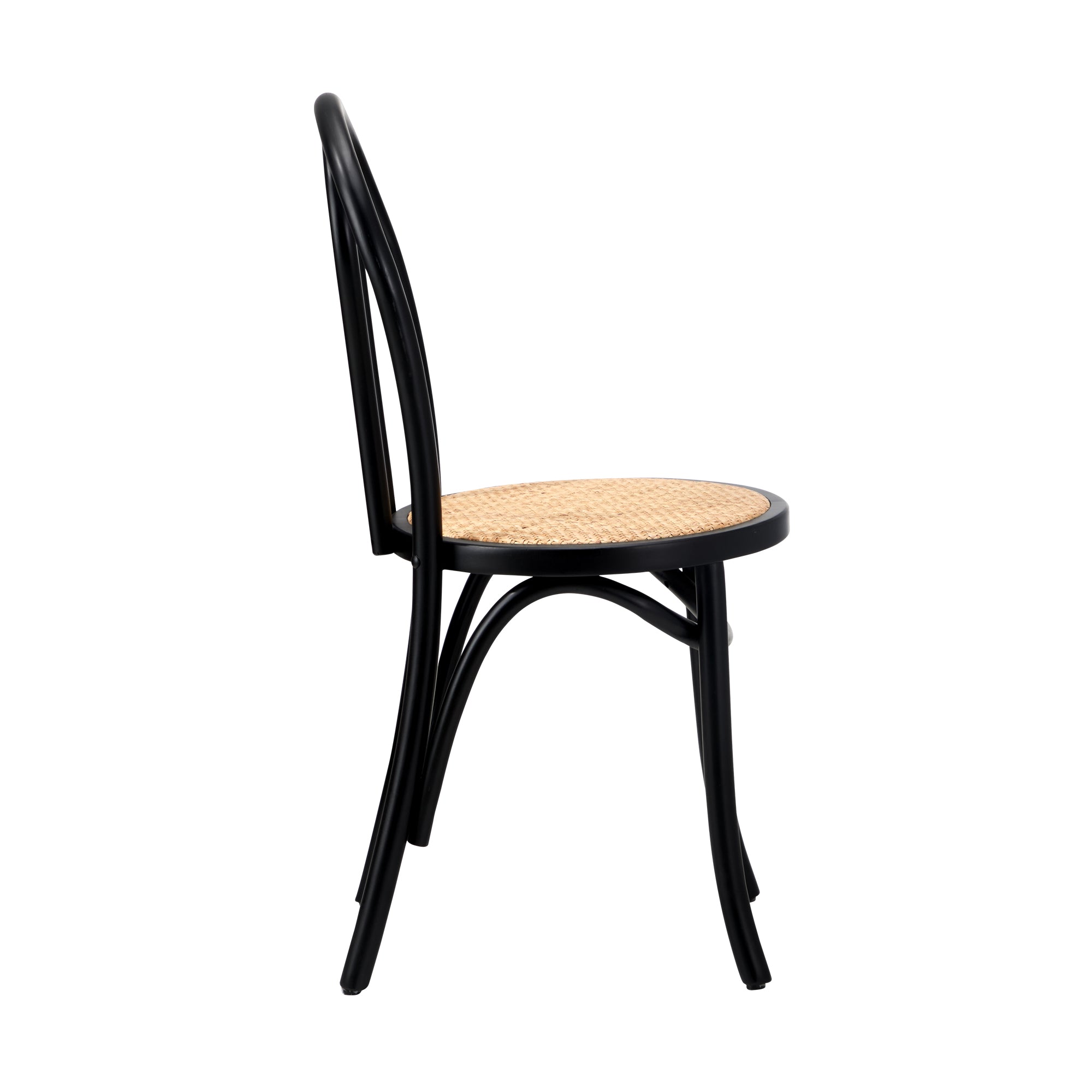 Oikiture 2PCS Dining Chair Solid Wooden Chairs Ratan Seat Black - Sunyee