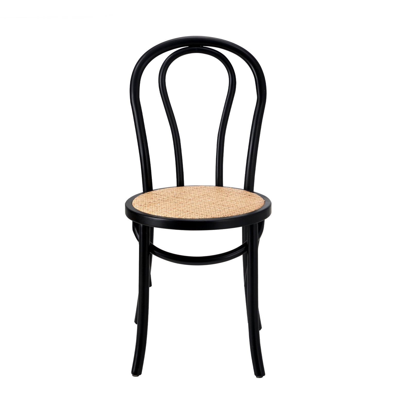 Oikiture Dining Chair Solid Wooden Chairs Ratan Seat Black - Sunyee