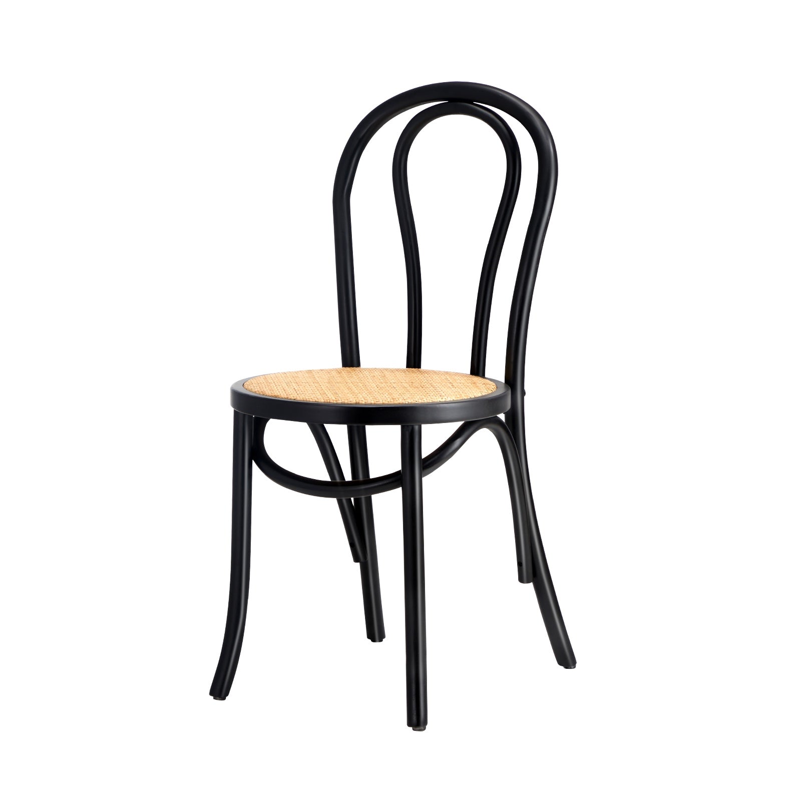 Oikiture Dining Chair Solid Wooden Chairs Ratan Seat Black - Sunyee