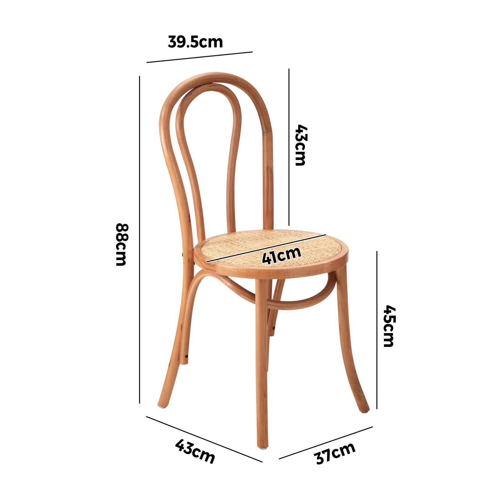 Oikiture 2PCS Dining Chair Solid Wooden Chairs Ratan Seat Beige - Sunyee