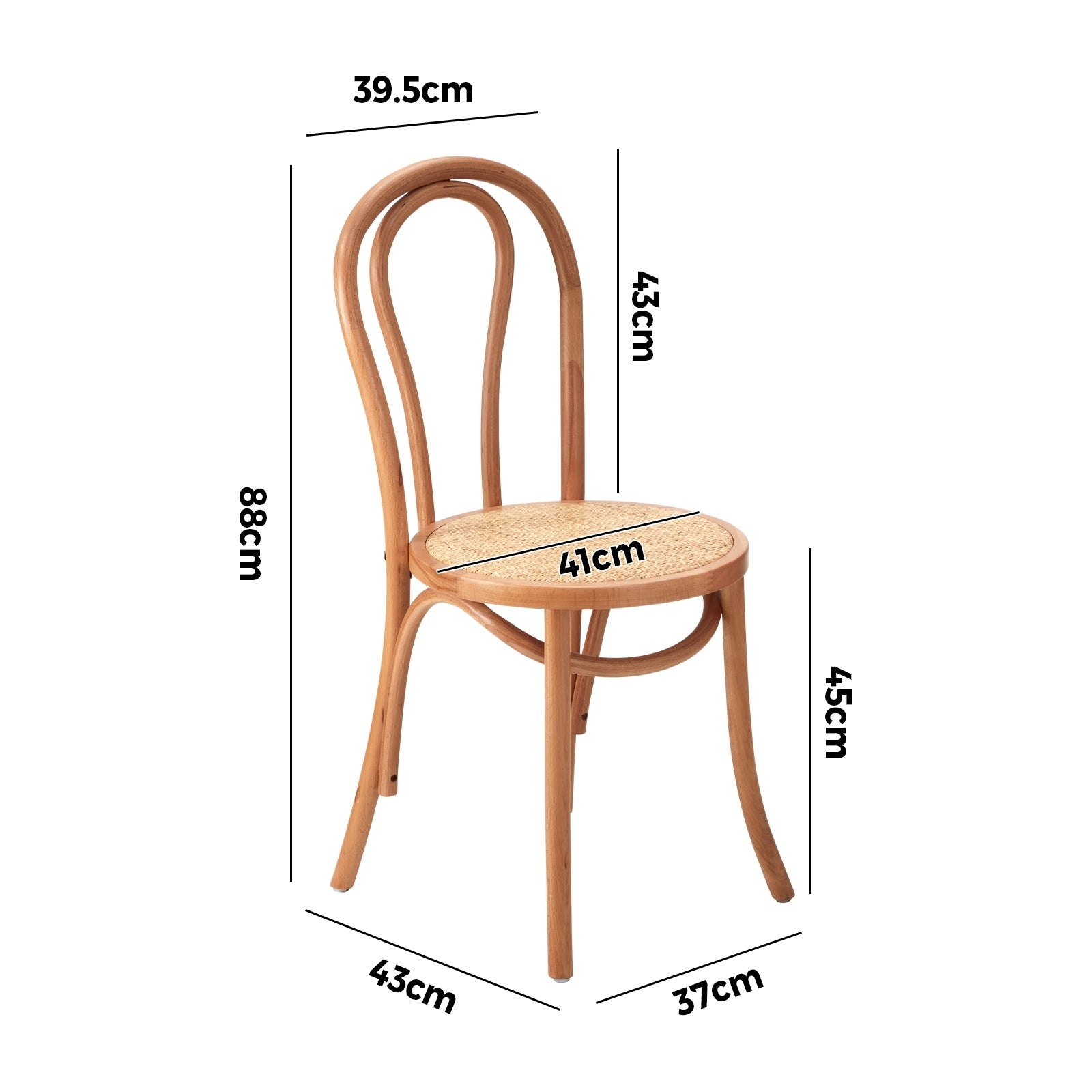 Oikiture Dining Chair Solid Wooden Chairs Ratan Seat Beige - Sunyee