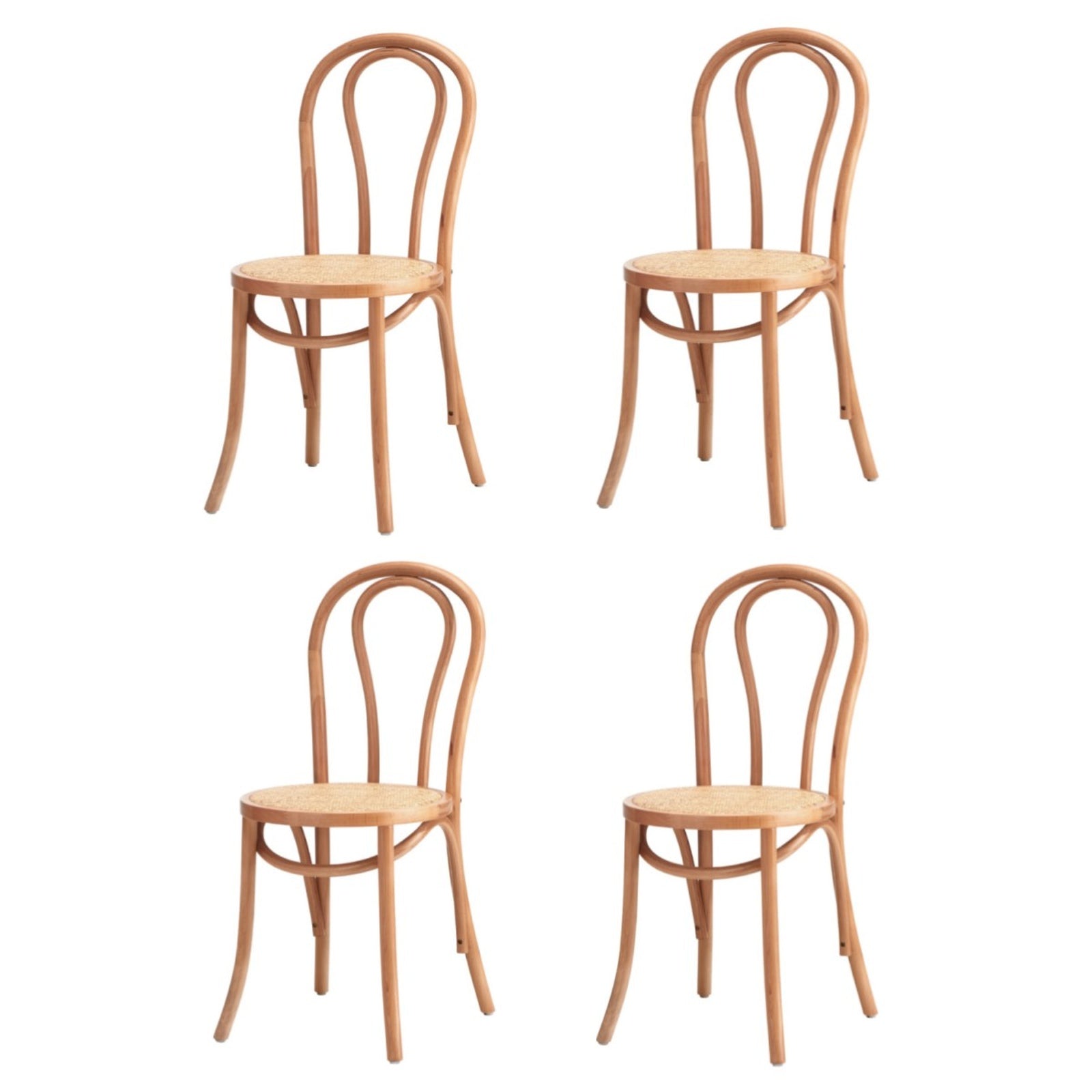 Oikiture 4x Dining Chair Solid Wooden Chairs Ratan Seat Natural - Sunyee