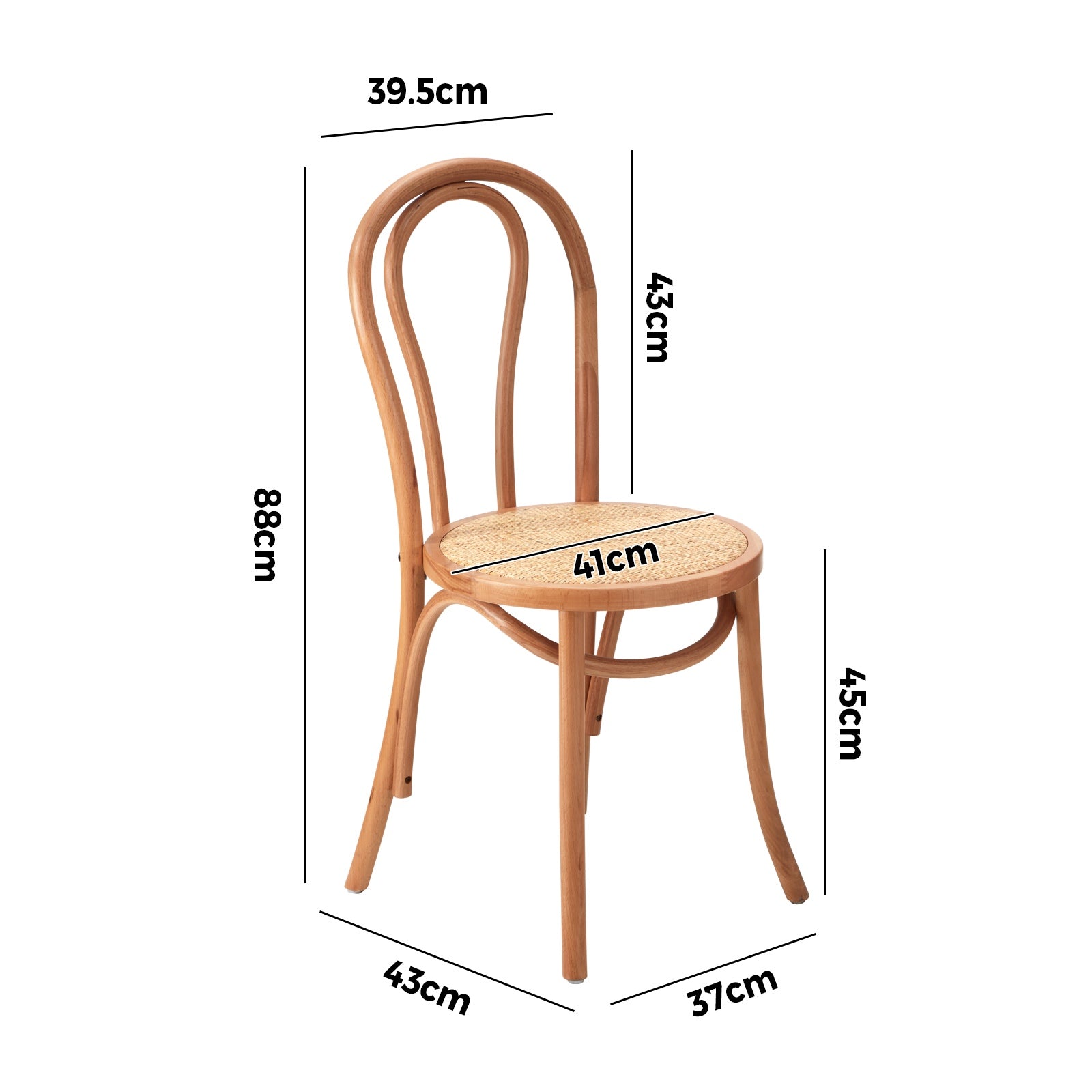 Oikiture 6x Dining Chair Solid Wooden Chairs Ratan Seat Natural - Sunyee