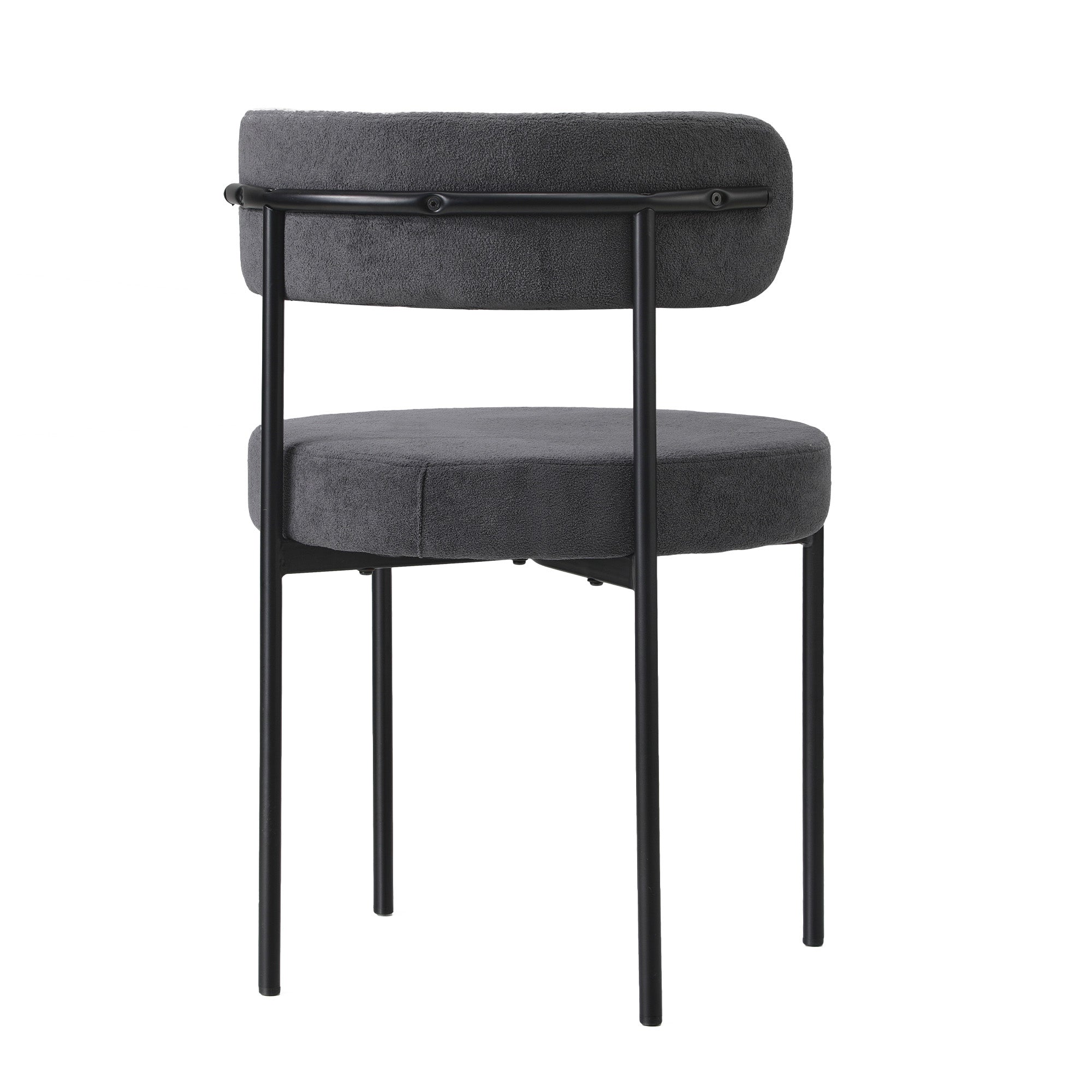 Oikiture 2x Dining Chair Round Boucle Kitchen Lounge Seats Backrest Dark Grey - Sunyee