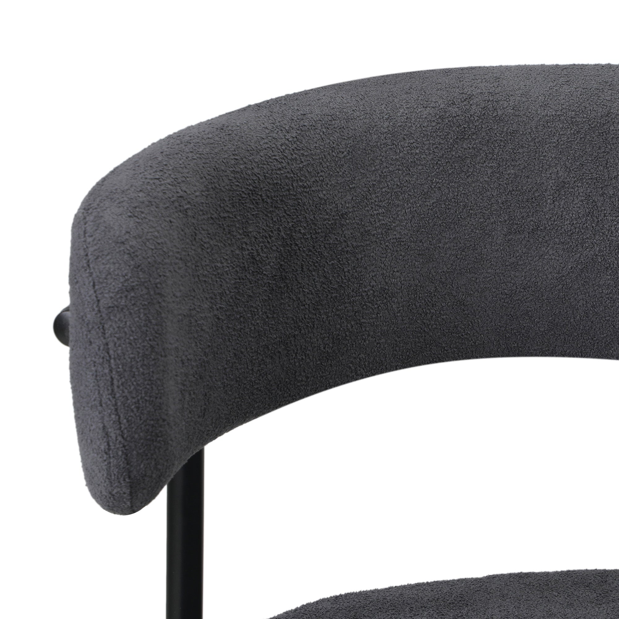 Oikiture 4x Dining Chair Round Boucle Kitchen Lounge Seats Backrest Dark Grey - Sunyee