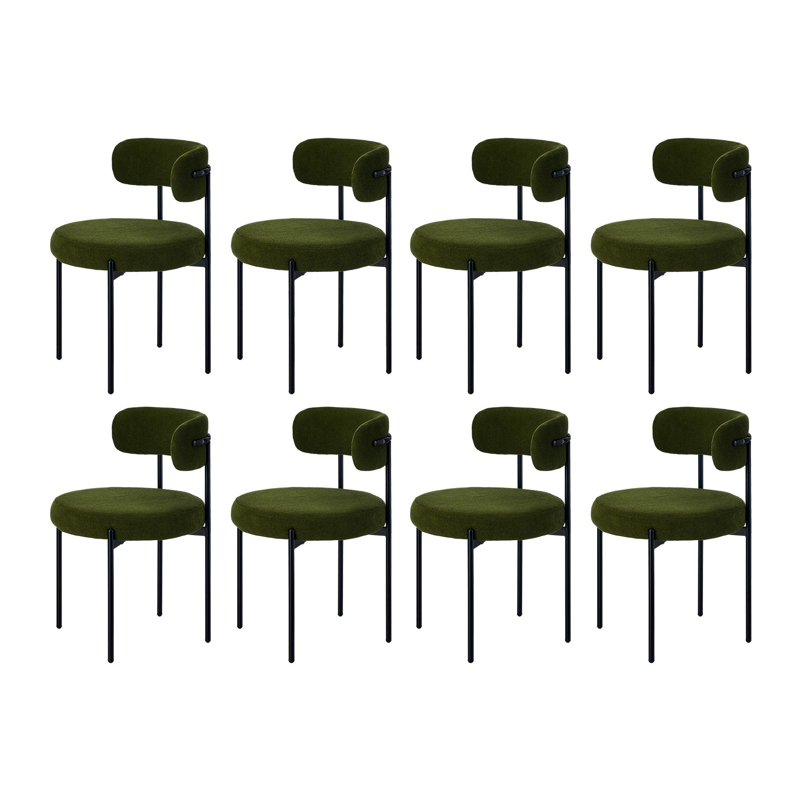 Oikiture 8x Dining Chair Round Boucle Kitchen Lounge Seats Backrest Green - Sunyee