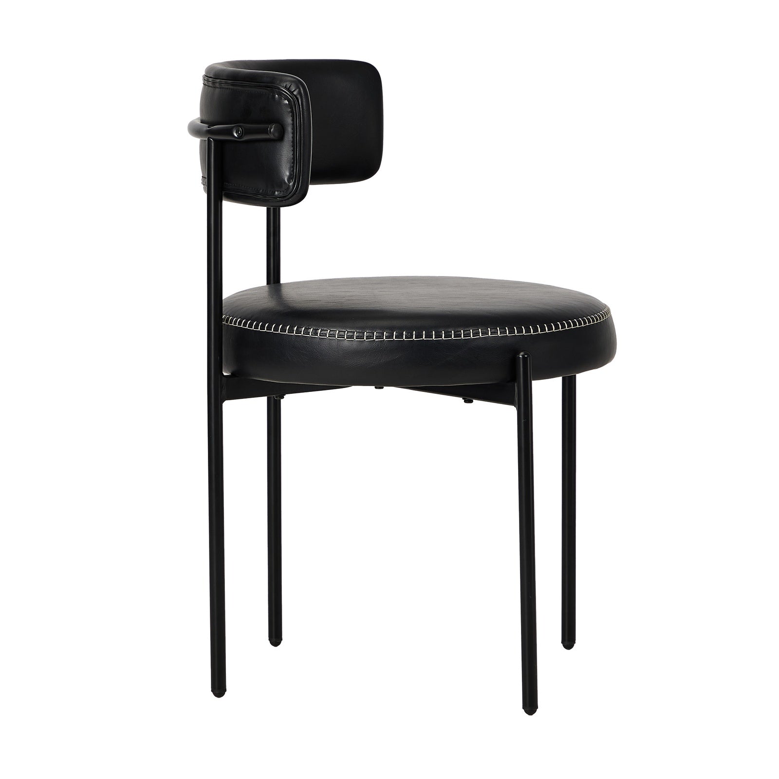 Oikiture 2x Dining Chair Round Kitchen Lounge Seats PU Leather Black - Sunyee