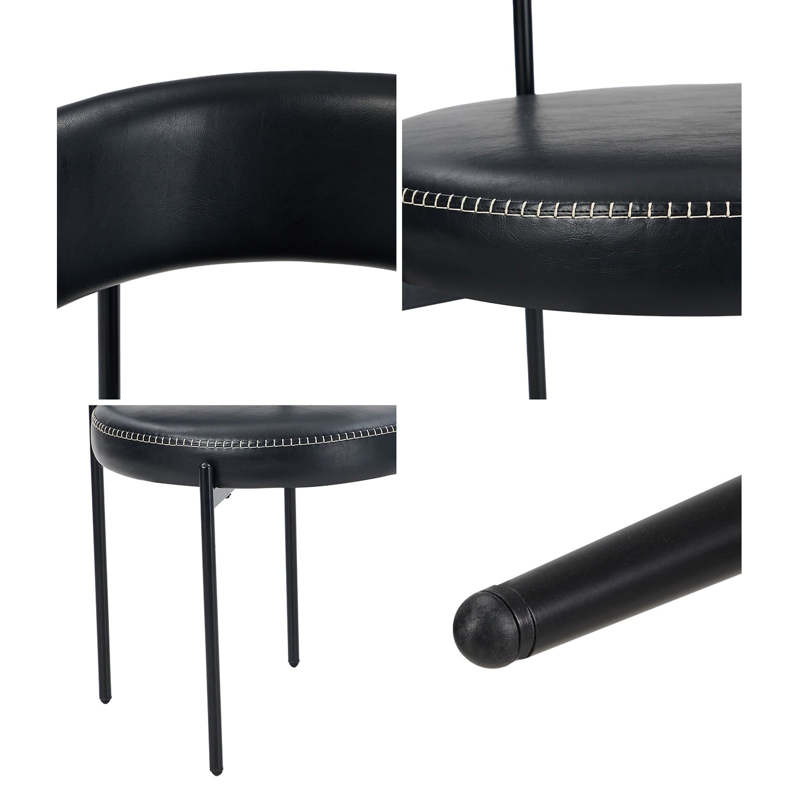 Oikiture 8x Dining Chair Round Kitchen Lounge Seats PU Leather Black - Sunyee