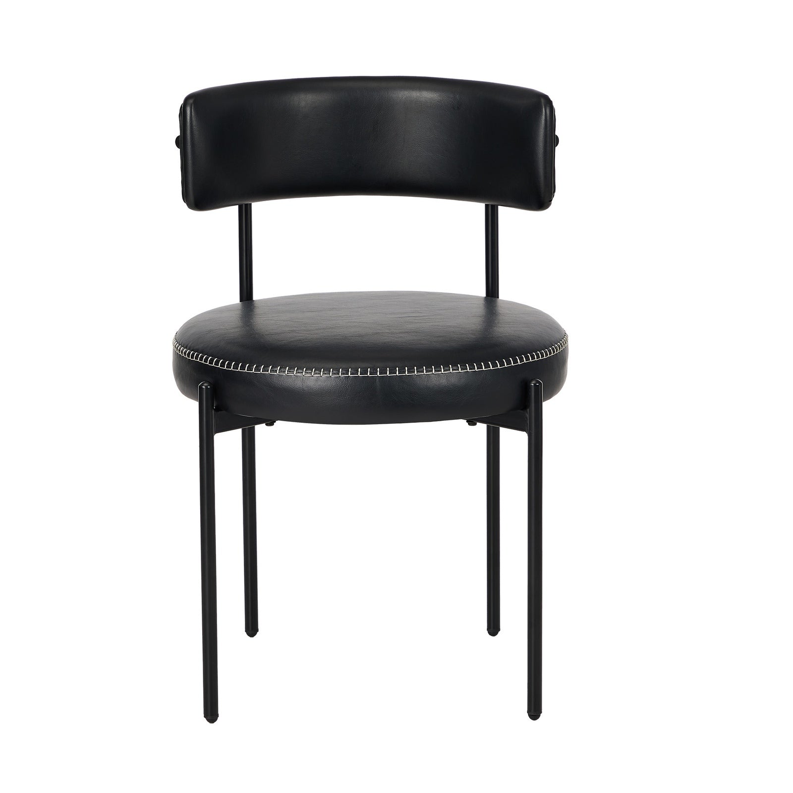 Oikiture 8x Dining Chair Round Kitchen Lounge Seats PU Leather Black - Sunyee