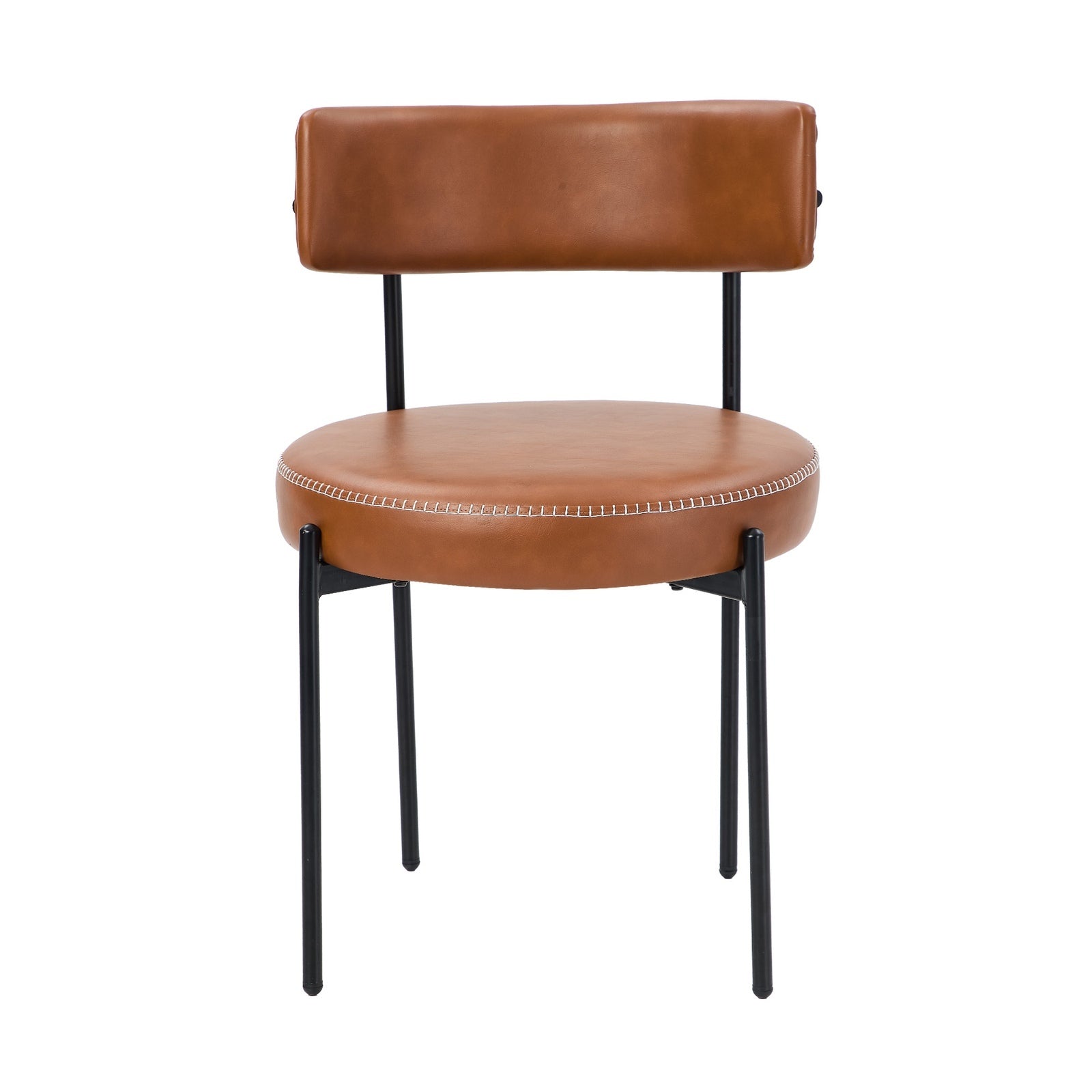 Oikiture 6x Dining Chair Round Kitchen Lounge Seats PU Leather Brown - Sunyee