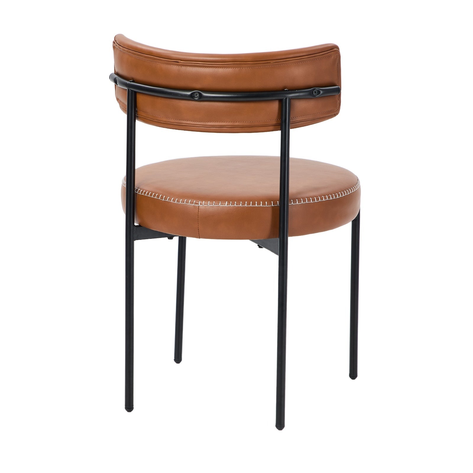 Oikiture 6x Dining Chair Round Kitchen Lounge Seats PU Leather Brown - Sunyee