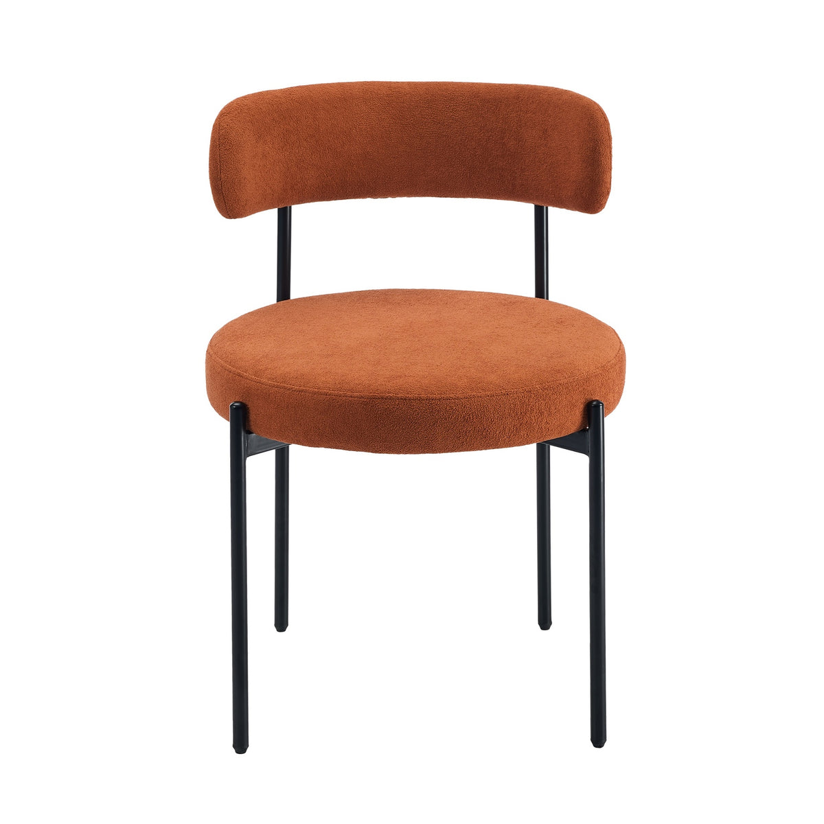 Oikiture 2x Dining Chair Round Boucle Kitchen Lounge Seats Backrest Orange