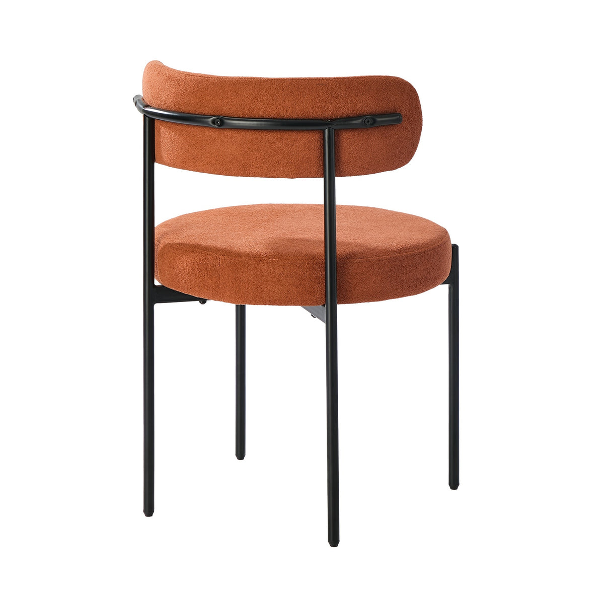 Oikiture 2x Dining Chair Round Boucle Kitchen Lounge Seats Backrest Orange