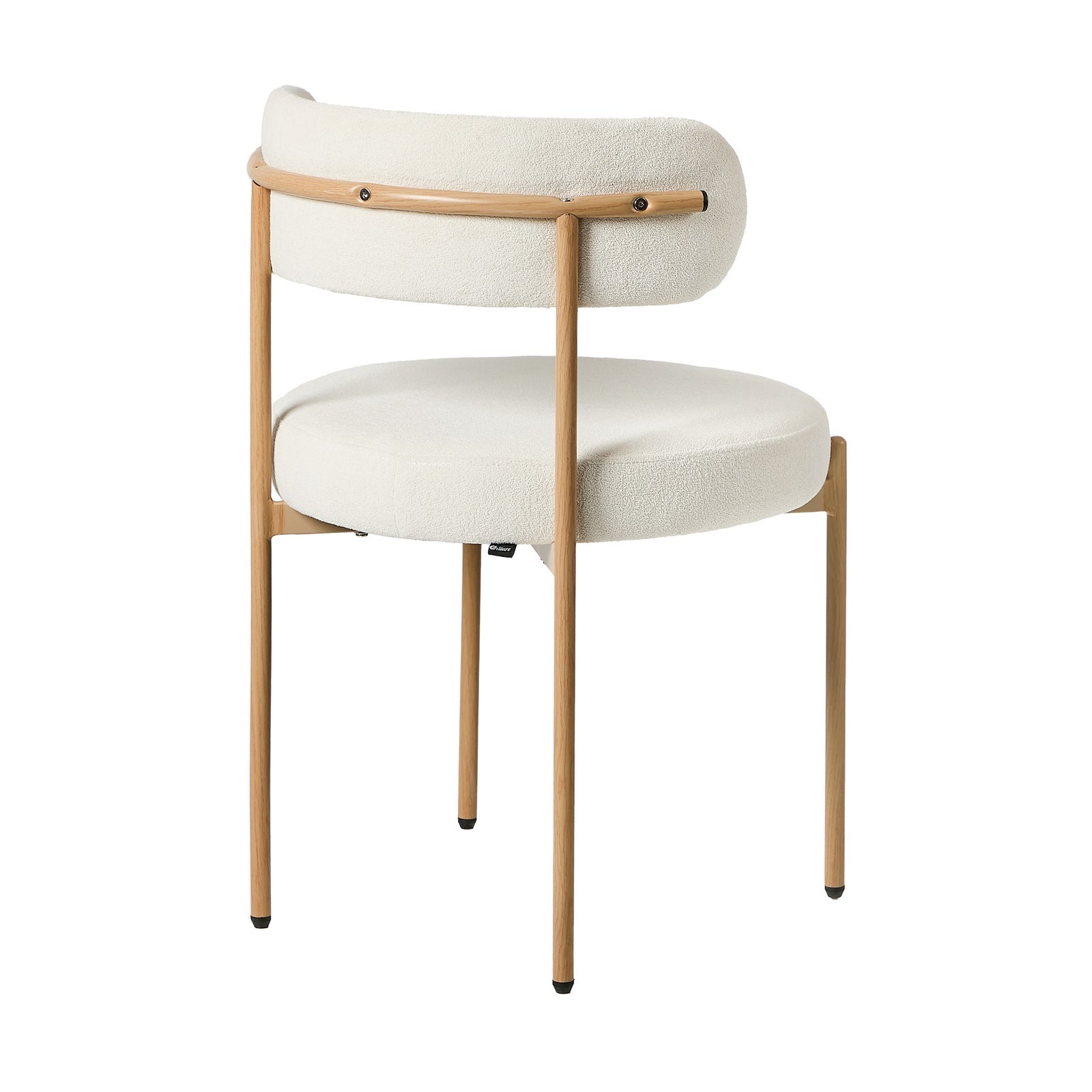 Oikiture 4x Dining Chair Round Boucle Kitchen Lounge Seats White&Natural - Sunyee