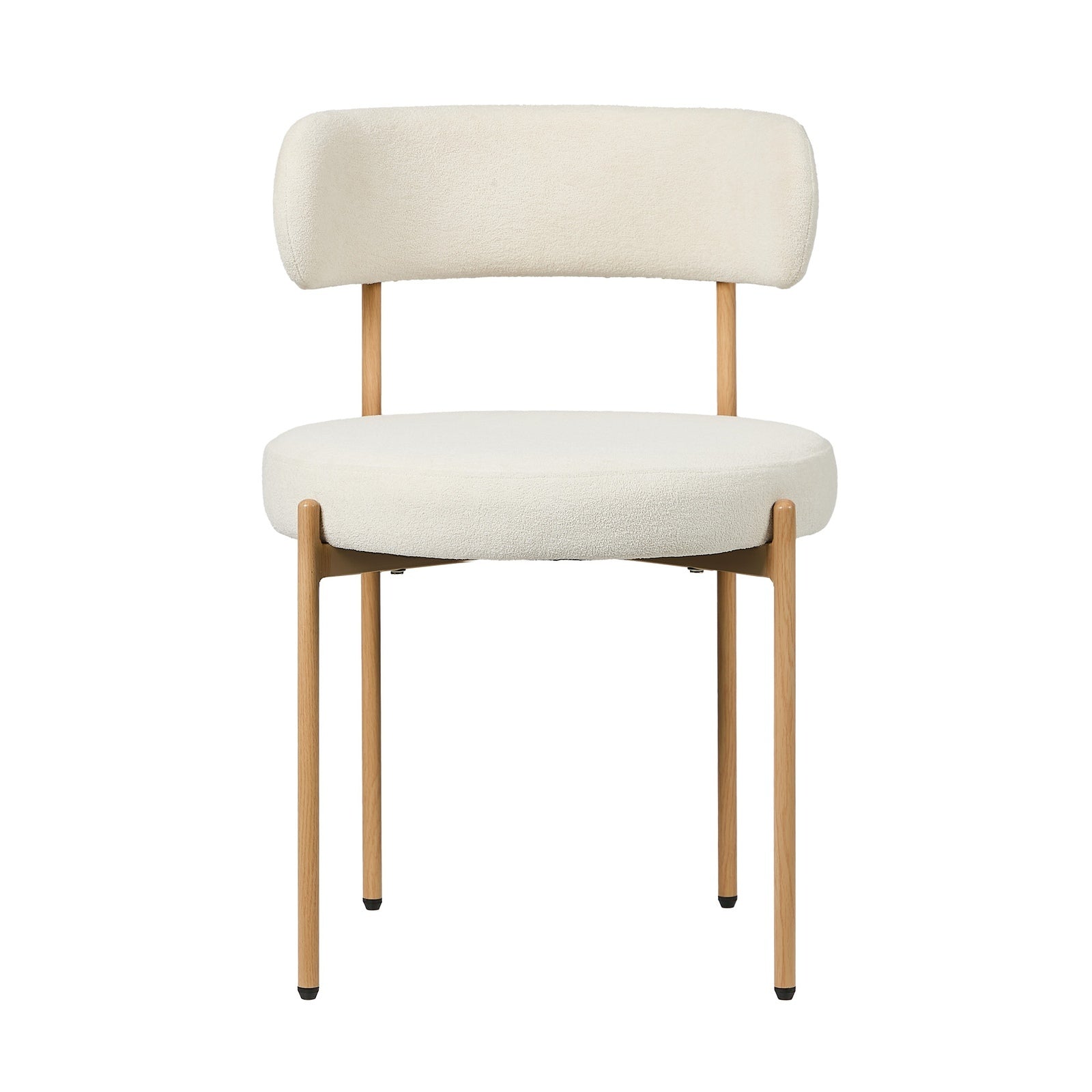 Oikiture 6x Dining Chair Round Boucle Kitchen Lounge Seats White&Natural - Sunyee