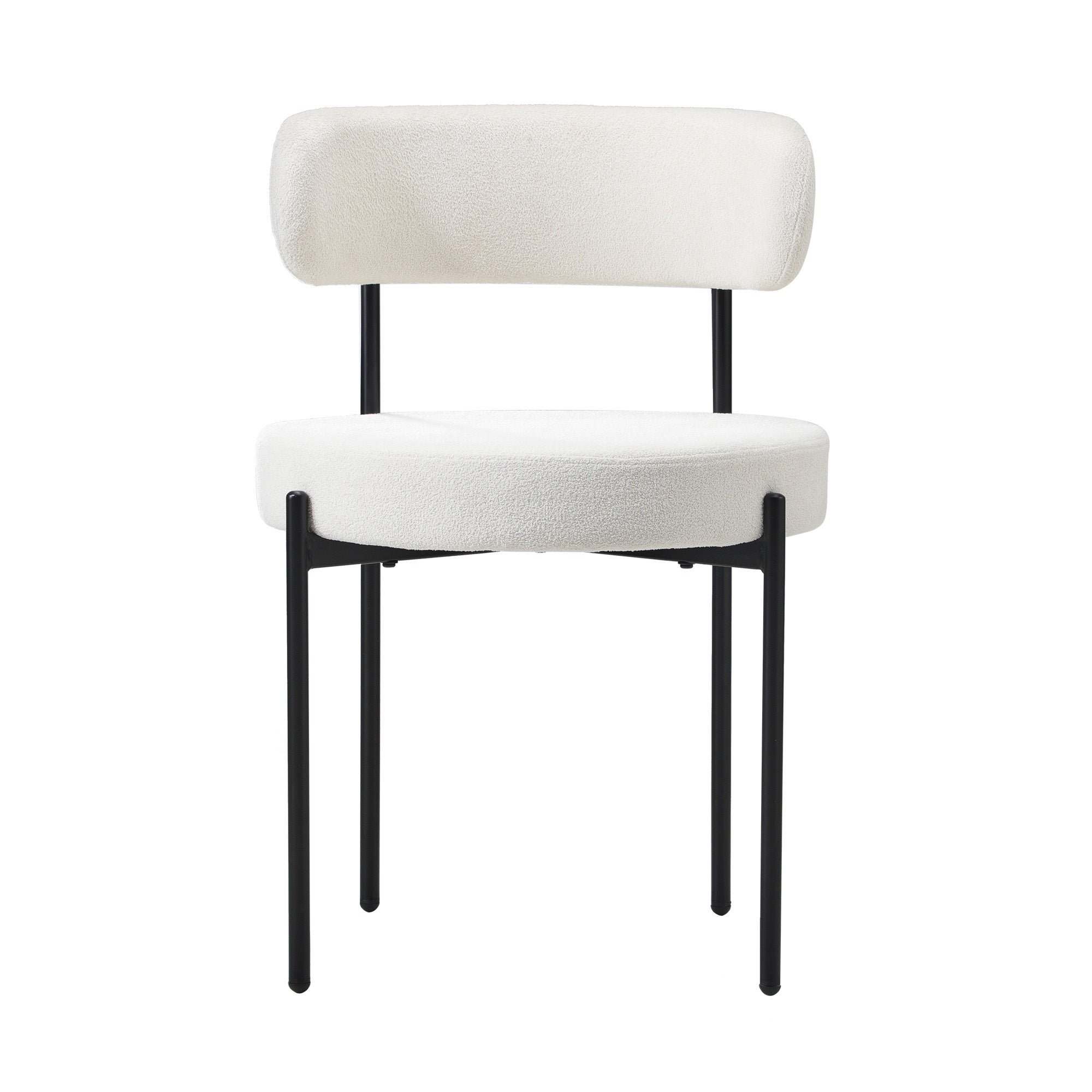 Oikiture 2x Dining Chair Round Boucle Kitchen Lounge Seats Backrest White - Sunyee