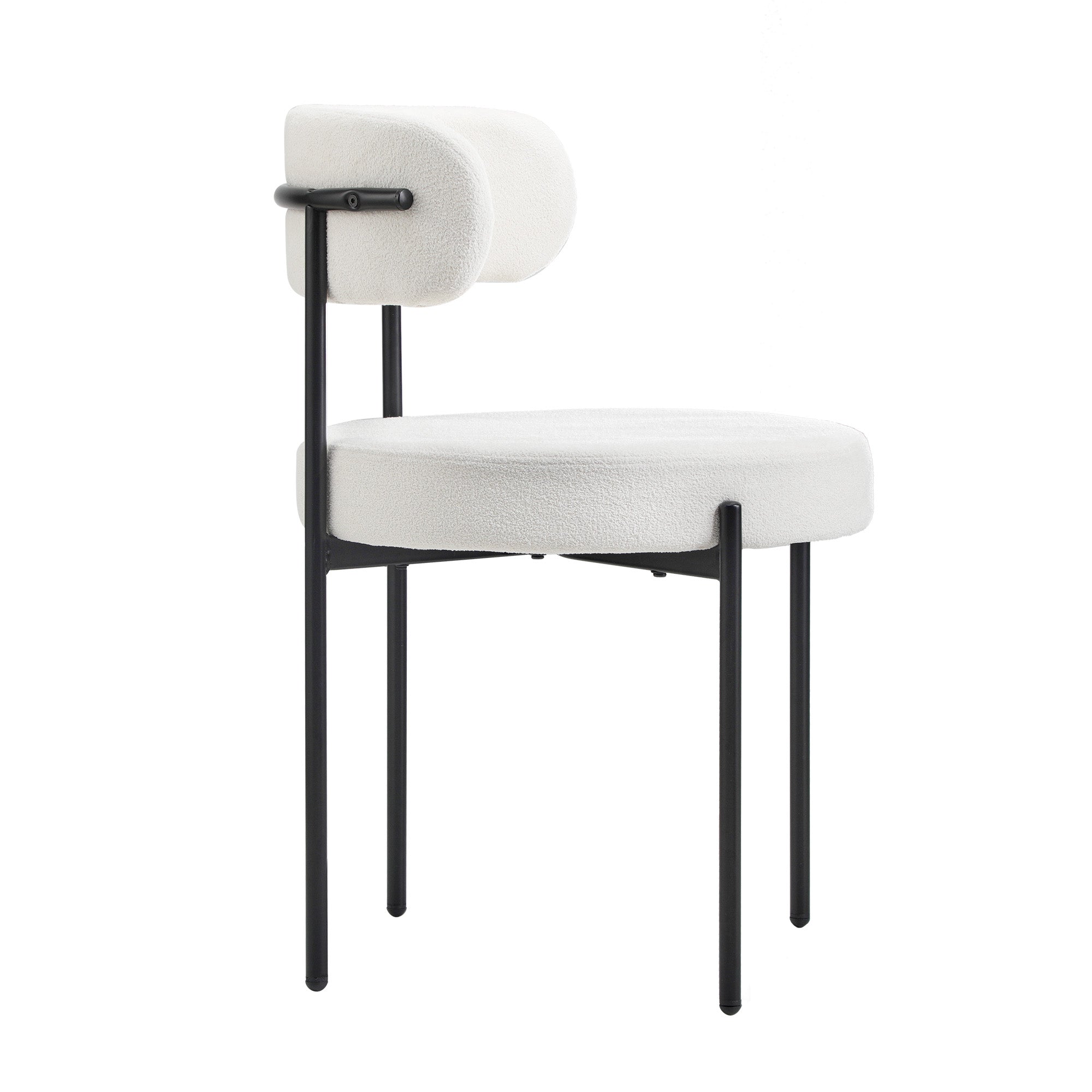 Oikiture 2x Dining Chair Round Boucle Kitchen Lounge Seats Backrest White - Sunyee