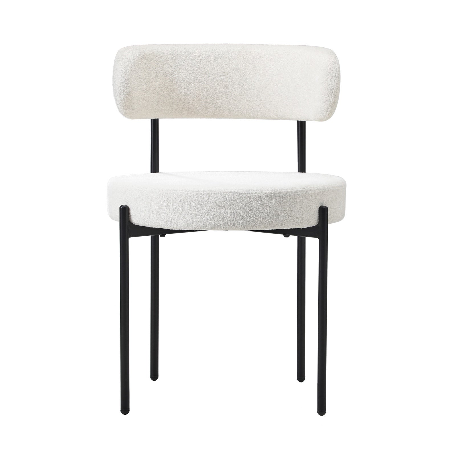 Oikiture 4x Dining Chair Round Boucle Kitchen Lounge Seats Backrest White - Sunyee
