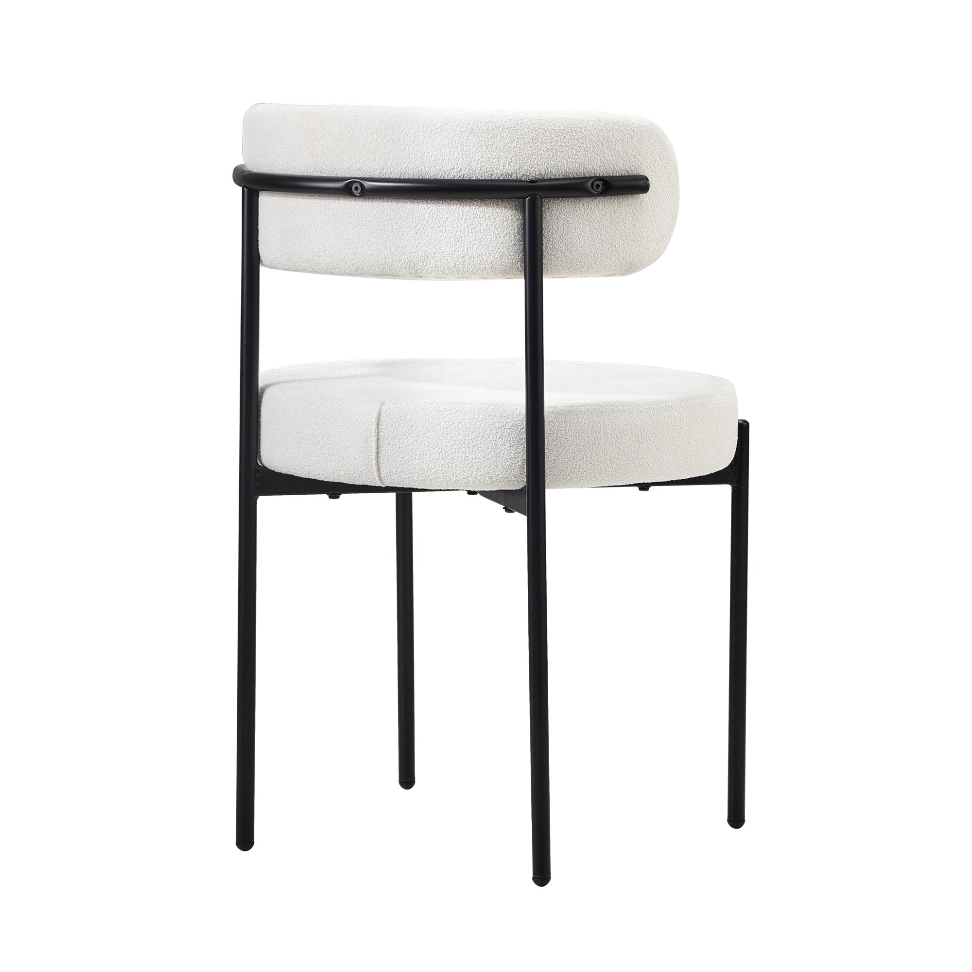 Oikiture 6x Dining Chair Round Boucle Kitchen Lounge Seats Backrest White - Sunyee