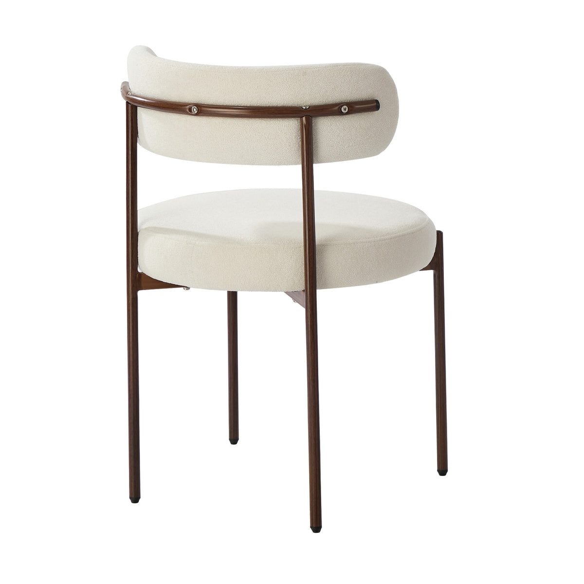 Oikiture 2x Dining Chair Round Boucle Kitchen Lounge Seats Backrest Walunt&White