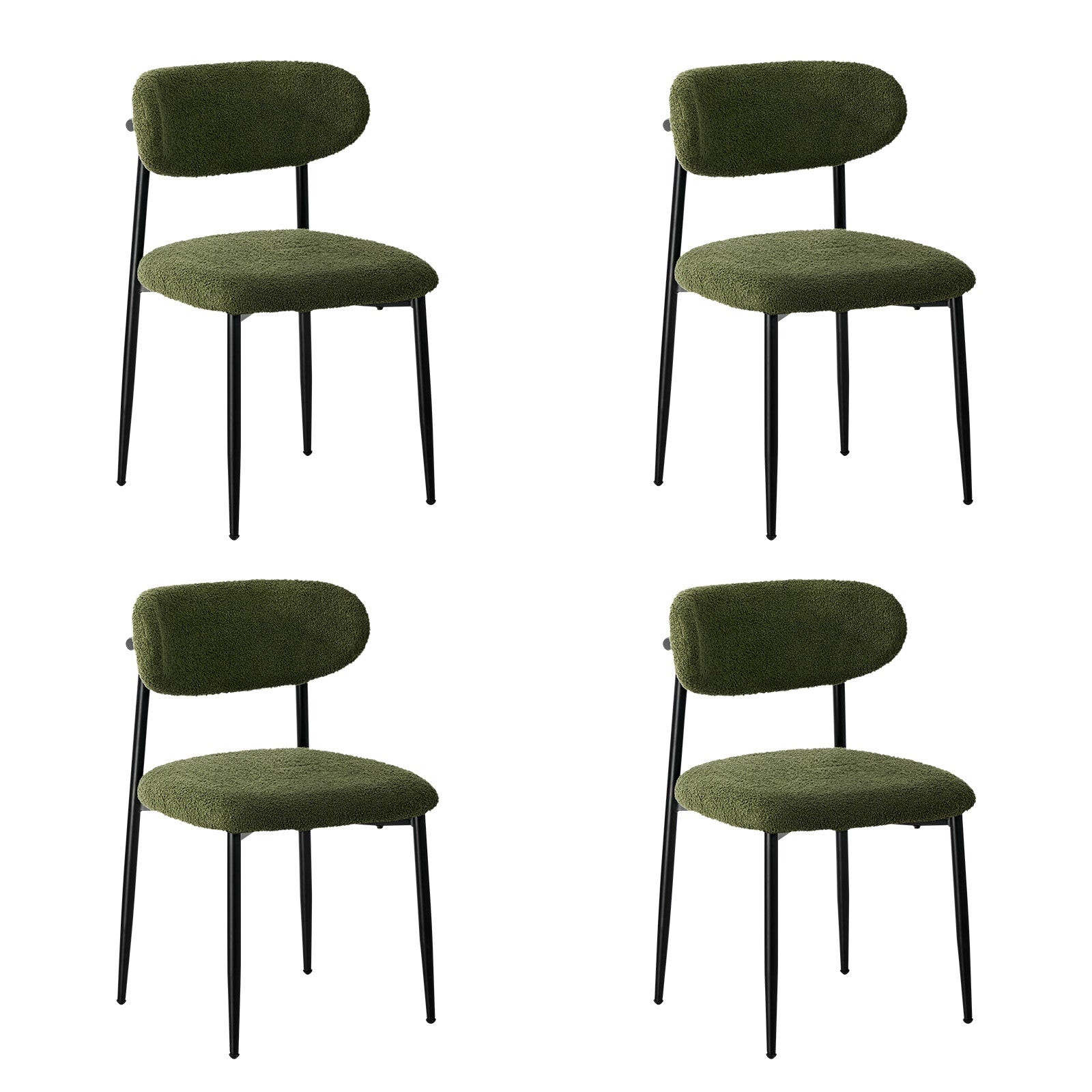 Oikiture 4x Dining Chairs Kitchen Chair Cafe Lounge Chair Boucle Black&Green - Sunyee