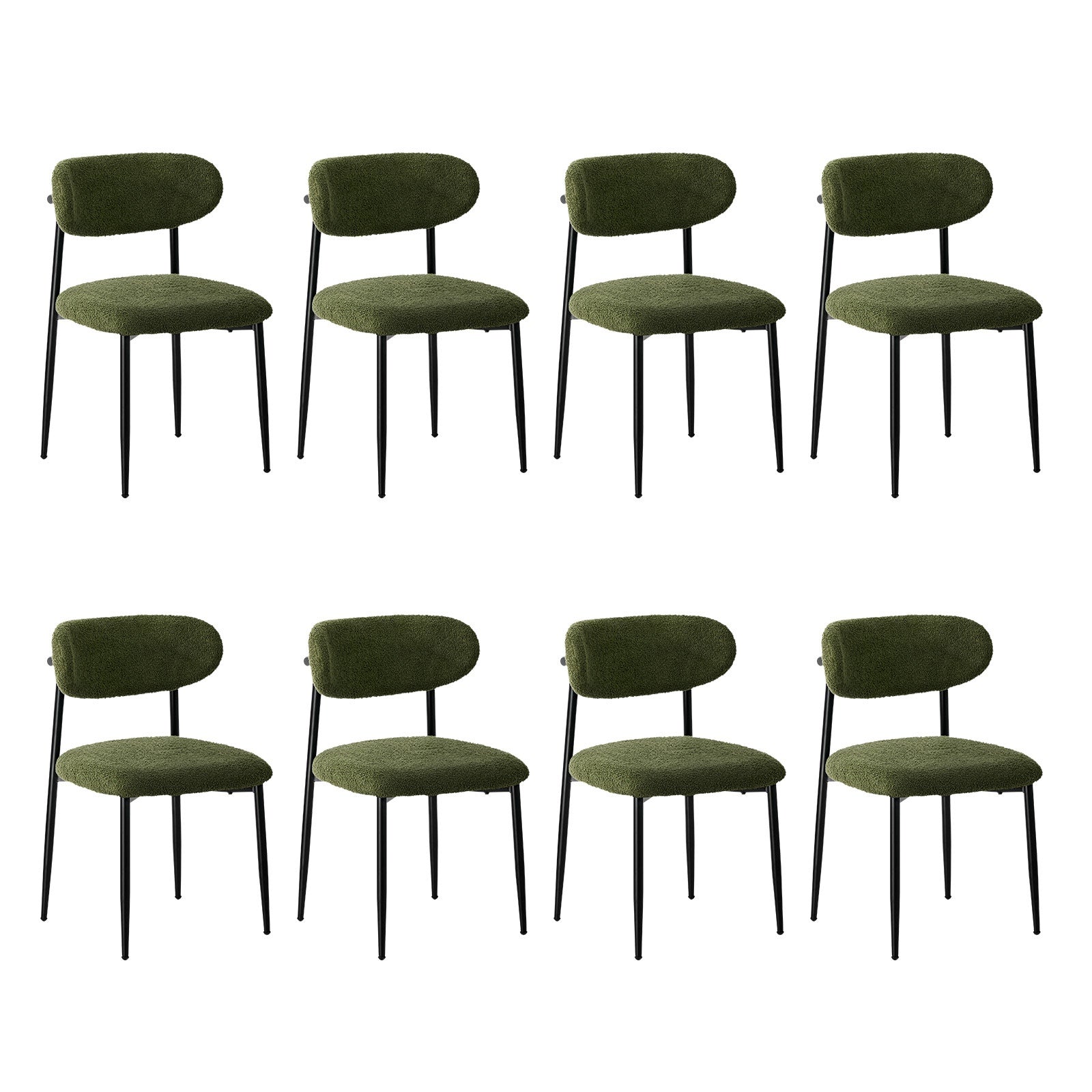 Oikiture 8x Dining Chairs Kitchen Chair Cafe Lounge Chair Boucle Black&Green - Sunyee