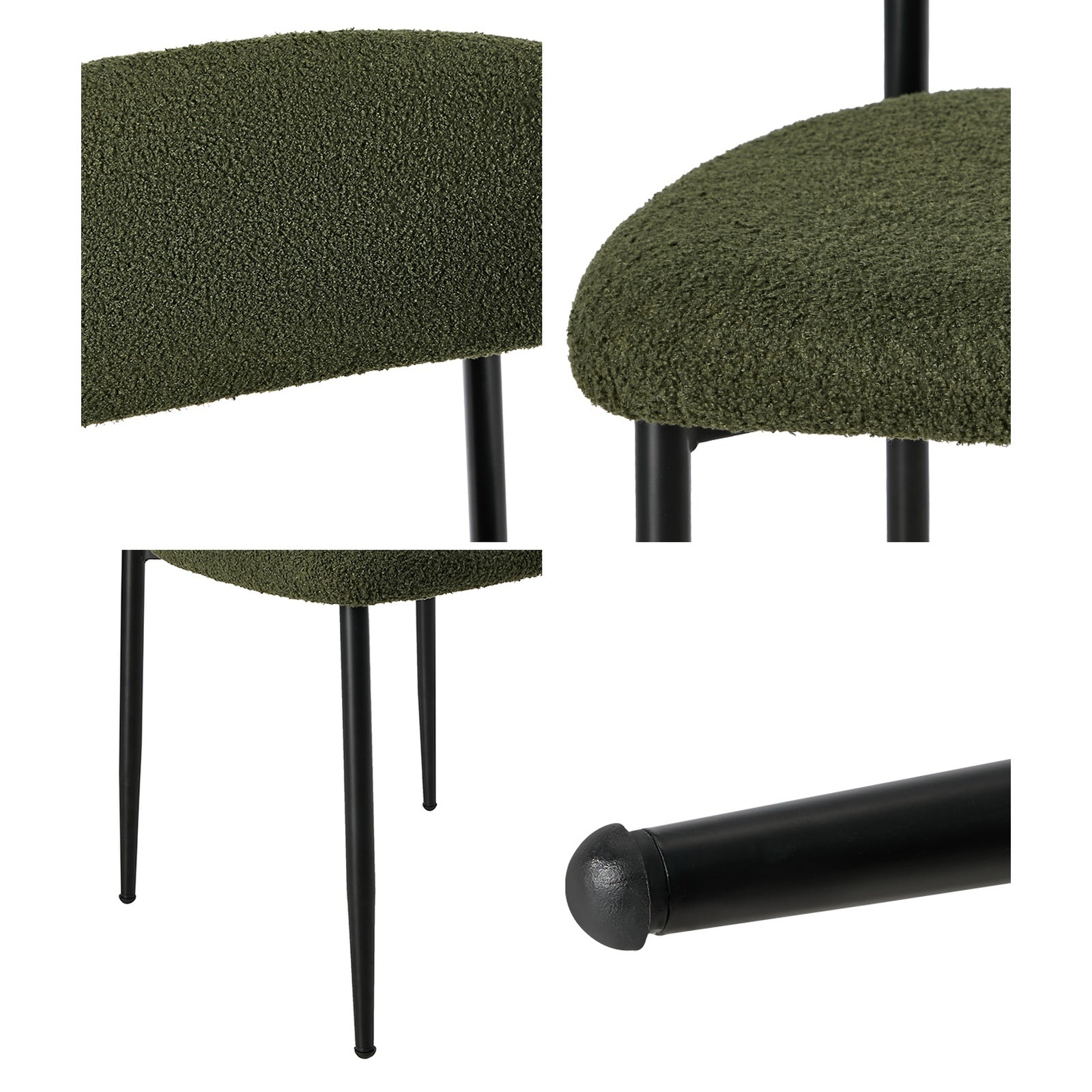 Oikiture 8x Dining Chairs Kitchen Chair Cafe Lounge Chair Boucle Black&Green - Sunyee