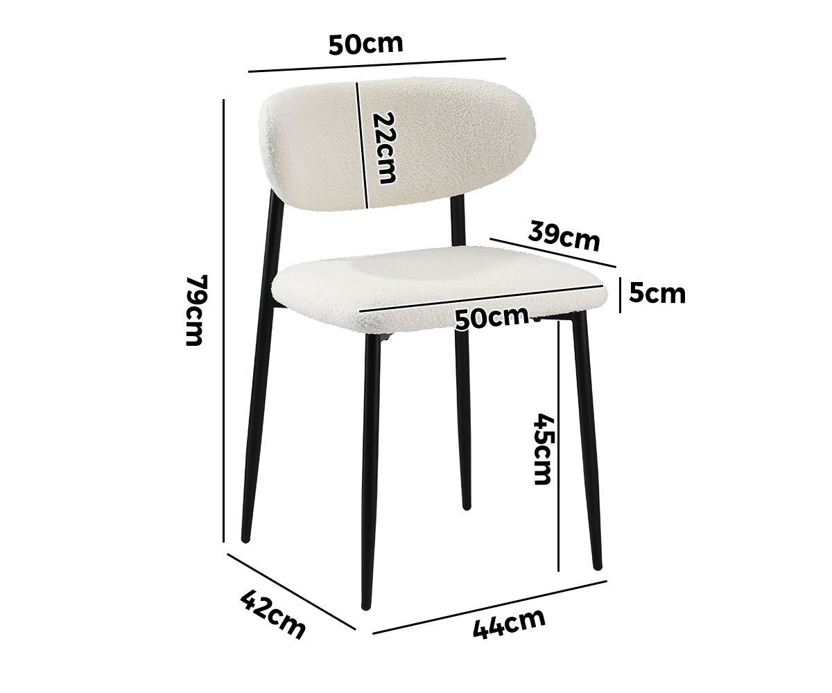 Oikiture 2x Dining Chairs Kitchen Chair Cafe Lounge Chair Boucle Black&White - Sunyee
