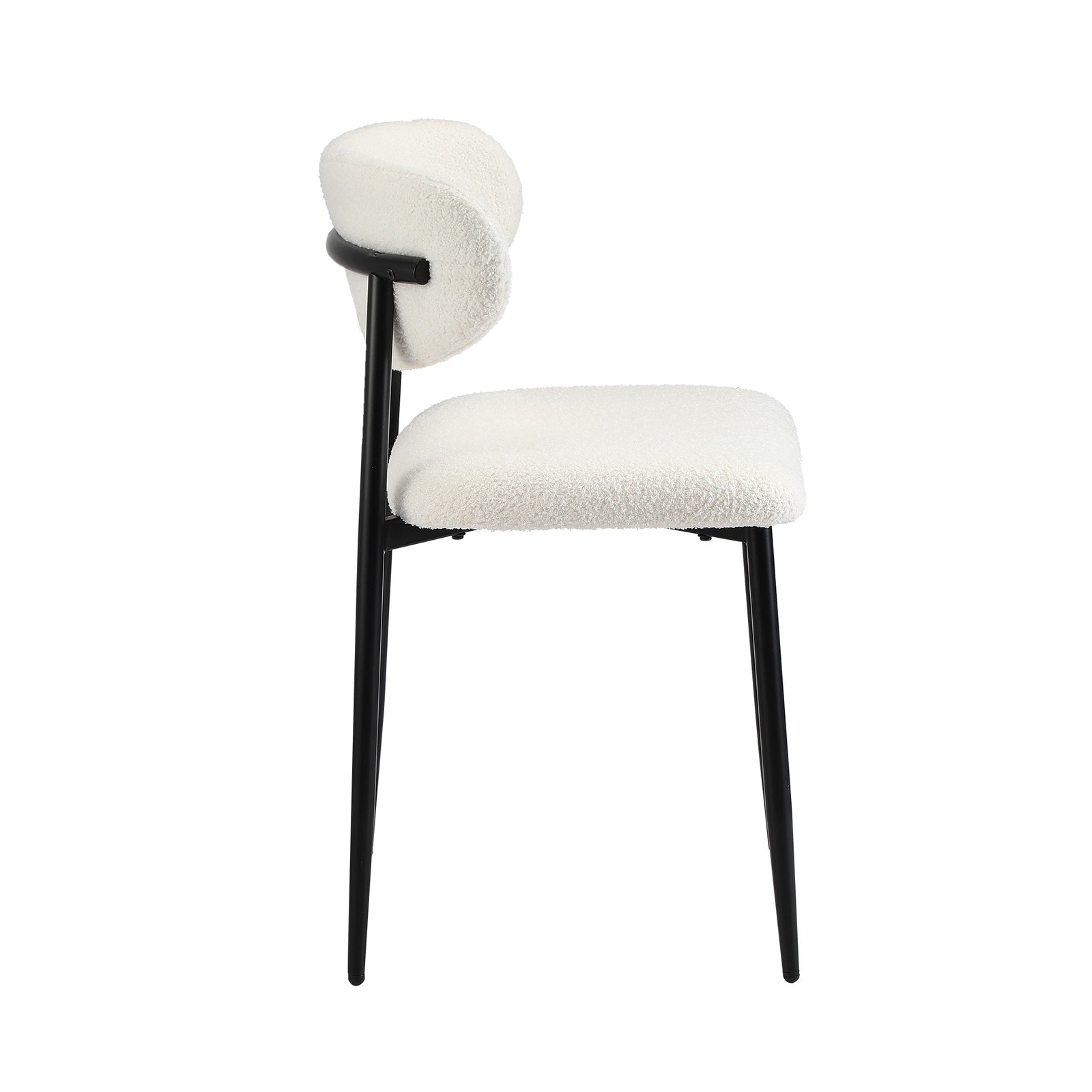 Oikiture 2x Dining Chairs Kitchen Chair Cafe Lounge Chair Boucle Black&White - Sunyee