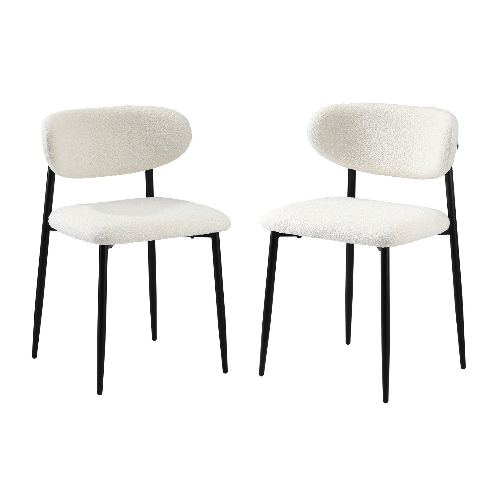 Oikiture 2x Dining Chairs Kitchen Chair Cafe Lounge Chair Boucle Black&White - Sunyee