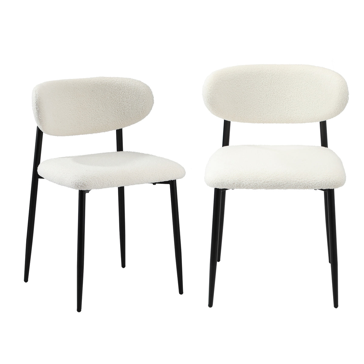 Oikiture Dining Chairs Kitchen Chair Cafe Lounge Chair Boucle Black&White - Sunyee