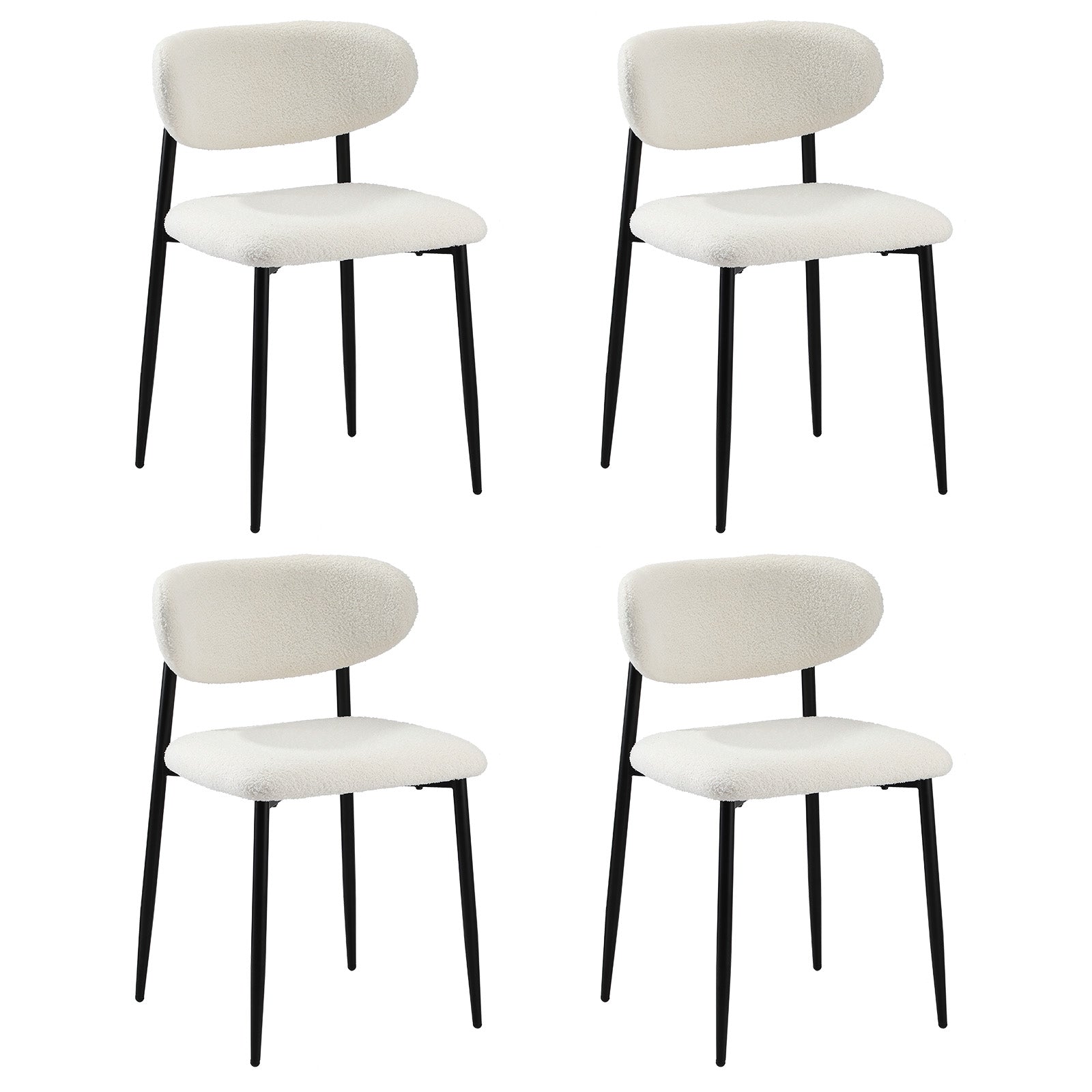 Oikiture 4x Dining Chairs Kitchen Chair Cafe Lounge Chair Boucle Black&White - Sunyee