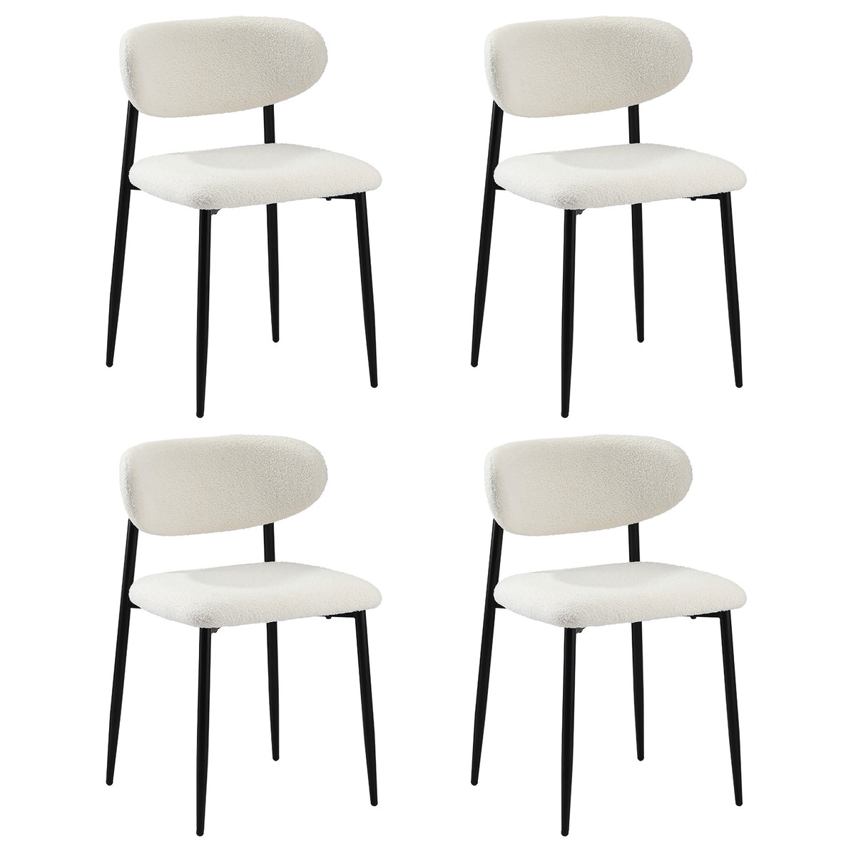 Oikiture Dining Chairs Kitchen Chair Cafe Lounge Chair Boucle Black&White - Sunyee
