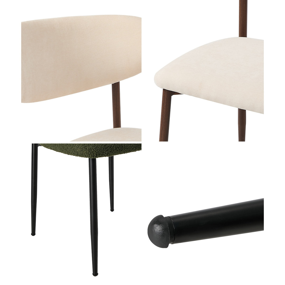 Oikiture 2x Dining Chairs Kitchen Chair Cafe Lounge Chair Boucle