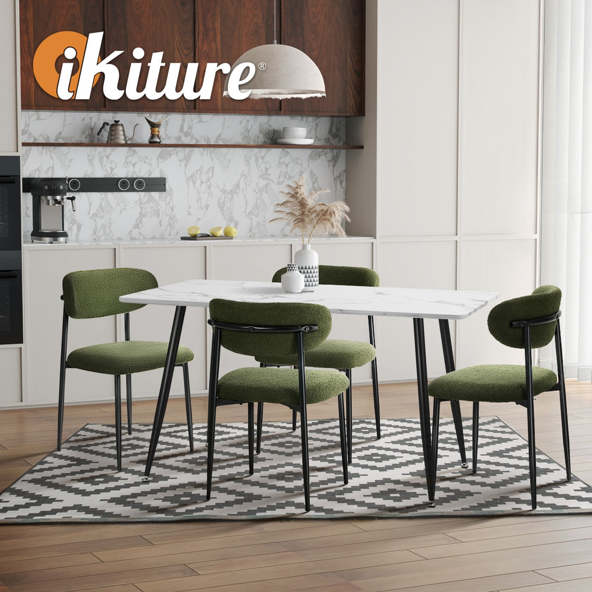 Oikiture 2x Dining Chairs Kitchen Chair Cafe Lounge Chair Boucle