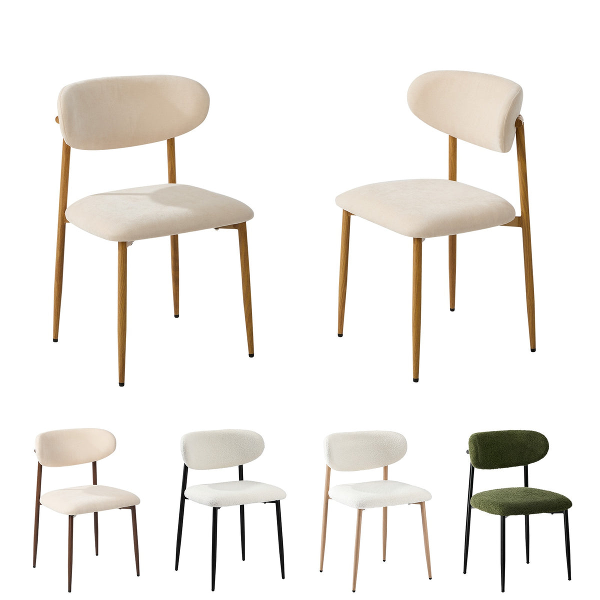 Oikiture 2x Dining Chairs Kitchen Chair Cafe Lounge Chair Boucle