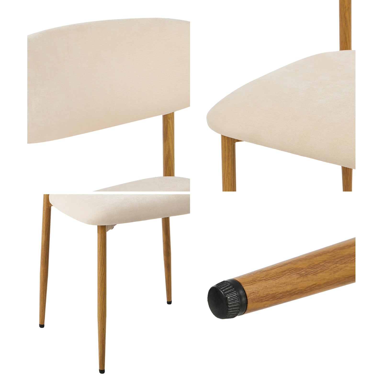 Oikiture 2x Dining Chairs Kitchen Chair Cafe Lounge Chair Boucle Beige&Natural
