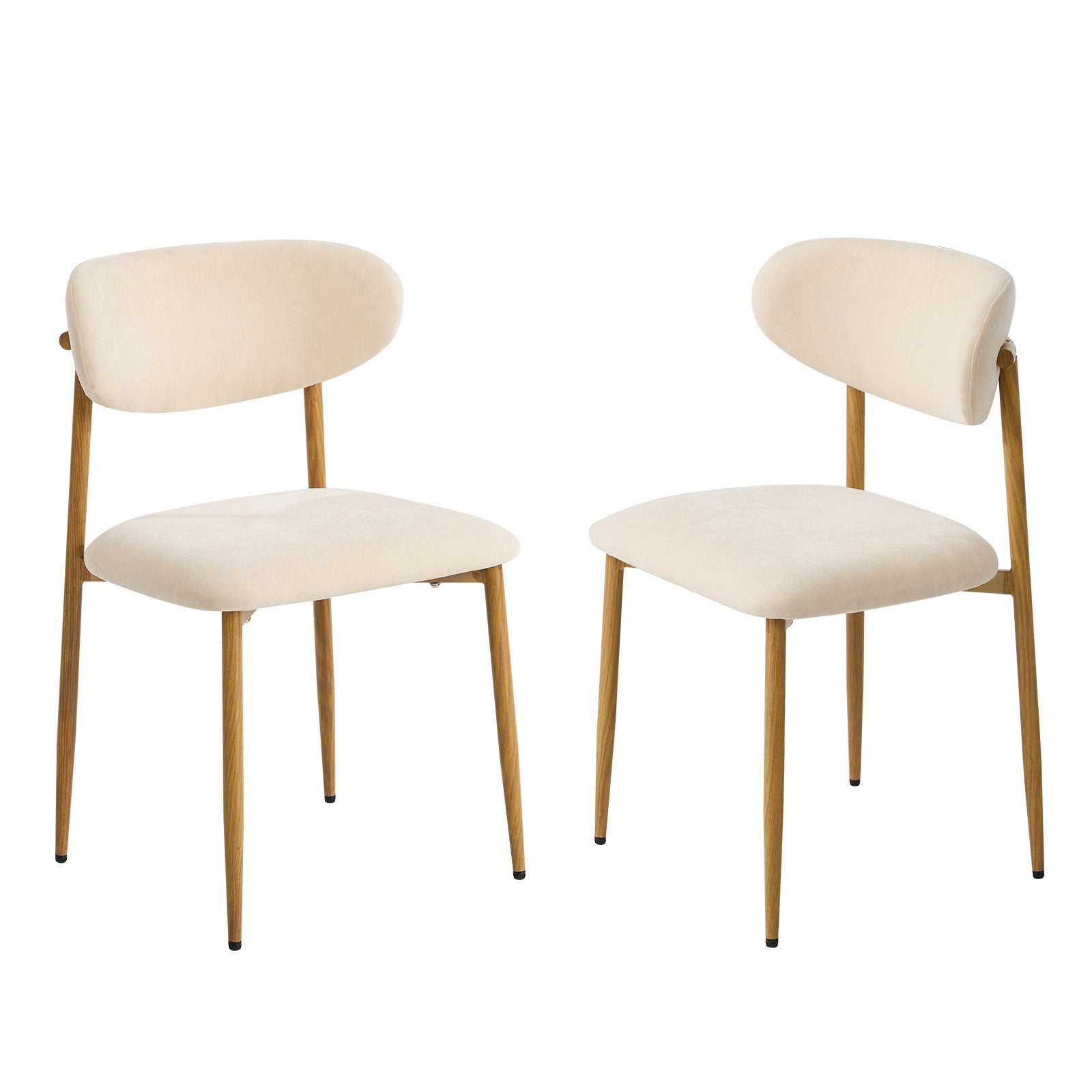 Oikiture 2x Dining Chairs Kitchen Chair Cafe Lounge Chair Boucle Beige&Natural