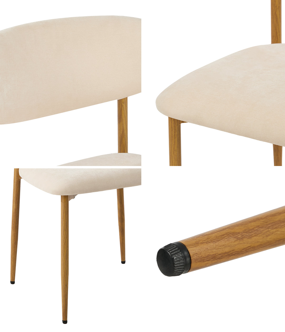 Oikiture 6x Dining Chairs Kitchen Chair Cafe Lounge Chair Boucle Beige&Natural