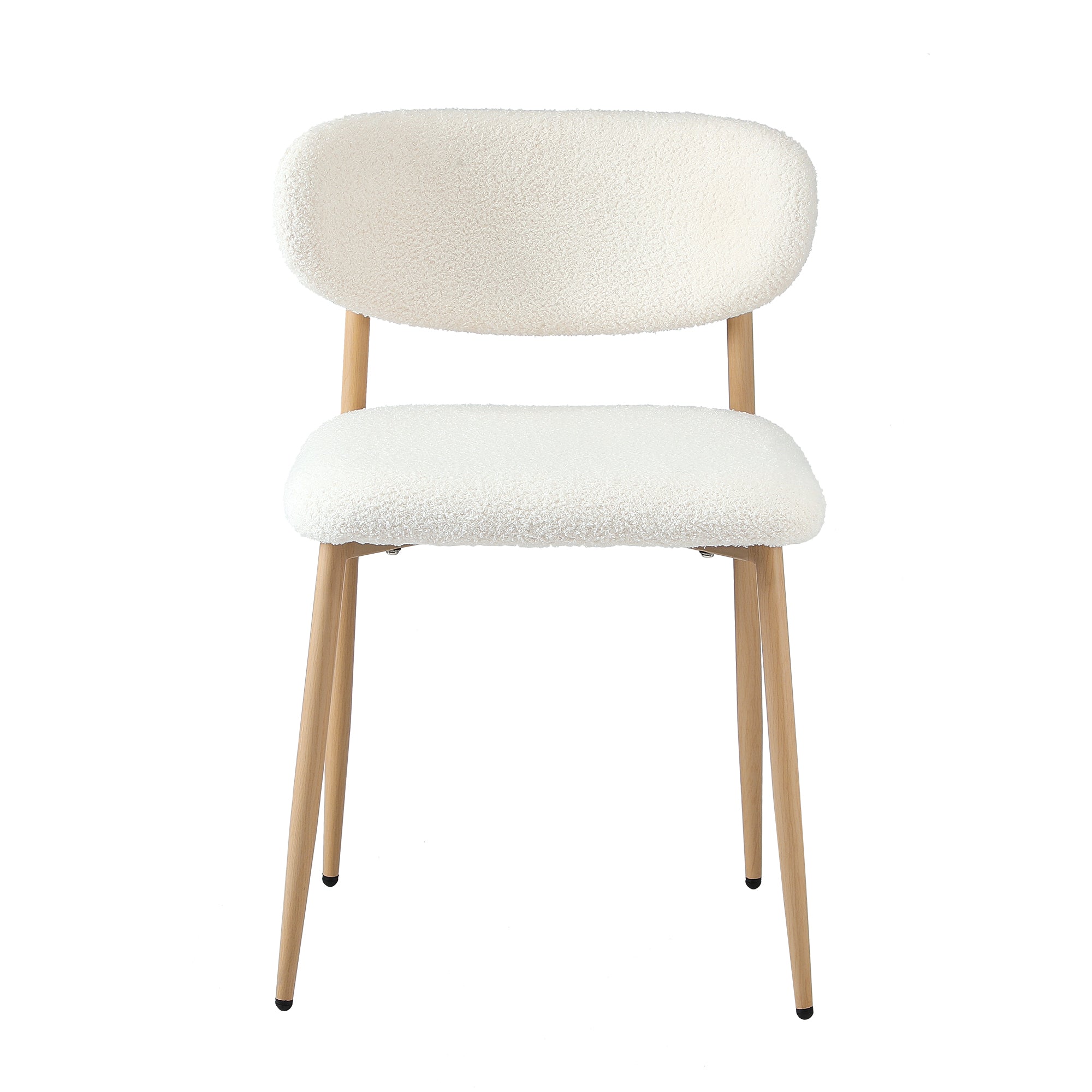 Oikiture 6x Dining Chairs Kitchen Chair Cafe Lounge Chair Boucle Wood&White - Sunyee