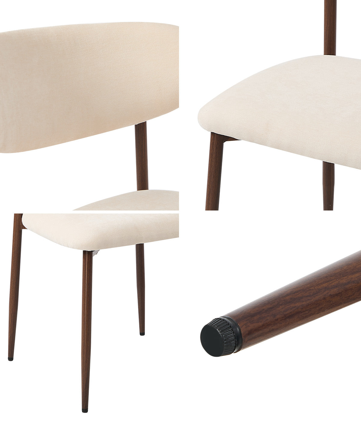 Oikiture 2x Dining Chairs Kitchen Chair Cafe Lounge Chair Boucle Walnut&Beige