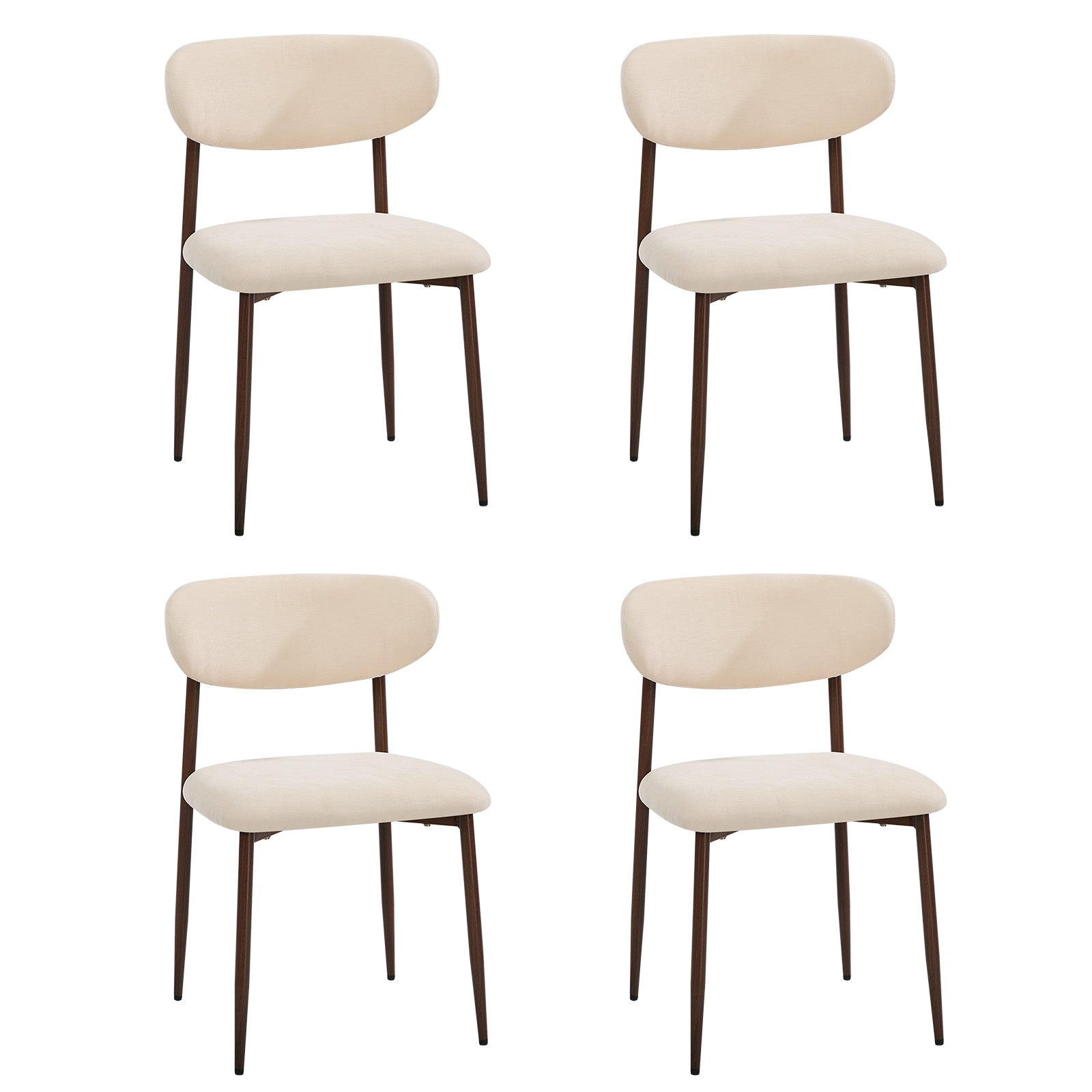 Oikiture 4x Dining Chairs Kitchen Chair Cafe Lounge Chair Boucle Walnut&Beige