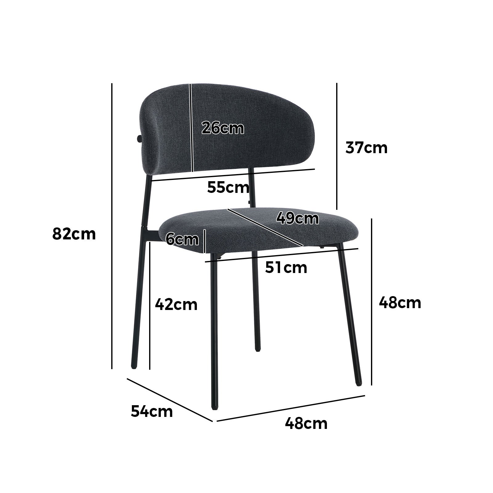 Oikiture 8x Dining Chairs Kitchen Lounge Seat Linen Fabric Accent Chair Grey - Sunyee