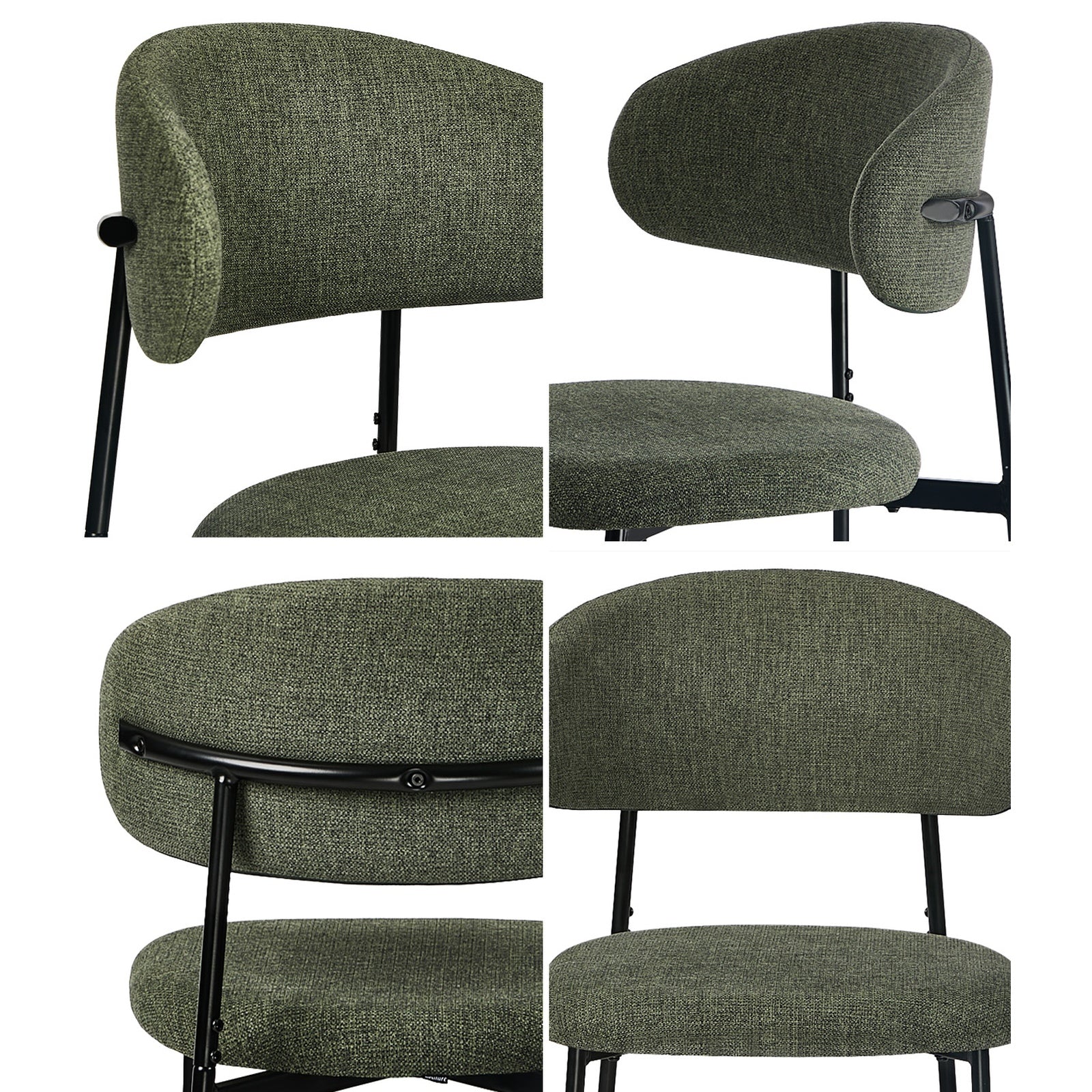 Oikiture 8x Dining Chairs Kitchen Lounge Seat Linen Fabric Accent Chair Green - Sunyee