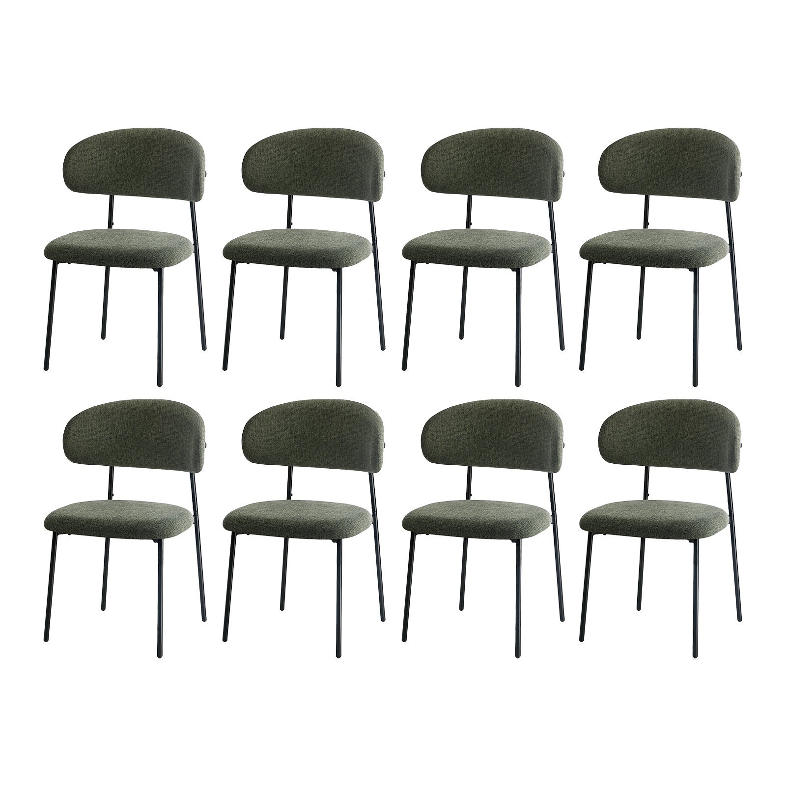 Oikiture 8x Dining Chairs Kitchen Lounge Seat Linen Fabric Accent Chair Green - Sunyee