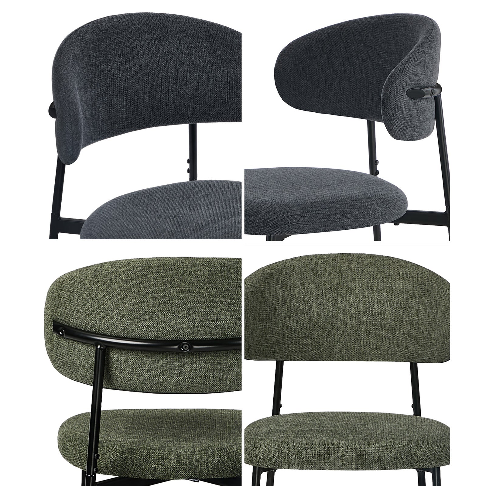 Oikiture 2x Dining Chairs Kitchen Lounge Seat Linen Fabric Accent Chair - Sunyee