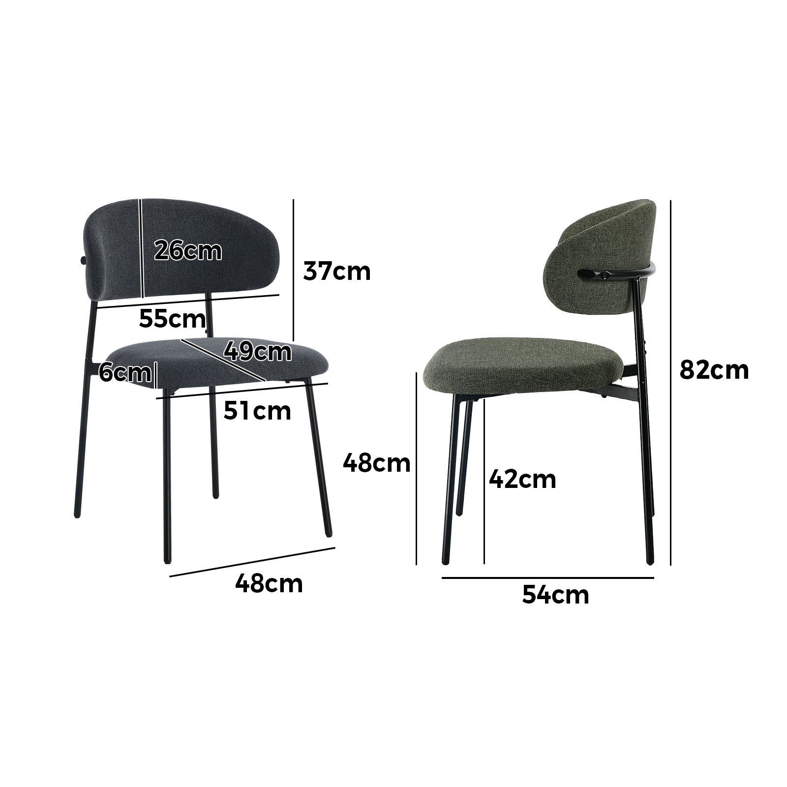 Oikiture 2x Dining Chairs Kitchen Lounge Seat Linen Fabric Accent Chair - Sunyee