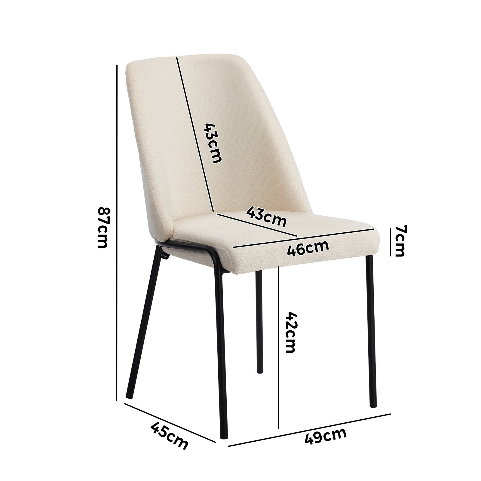 Oikiture Set of 2 Dining Chairs Chenille Fabric Kitchen Chair Padded Seat Beige - Sunyee