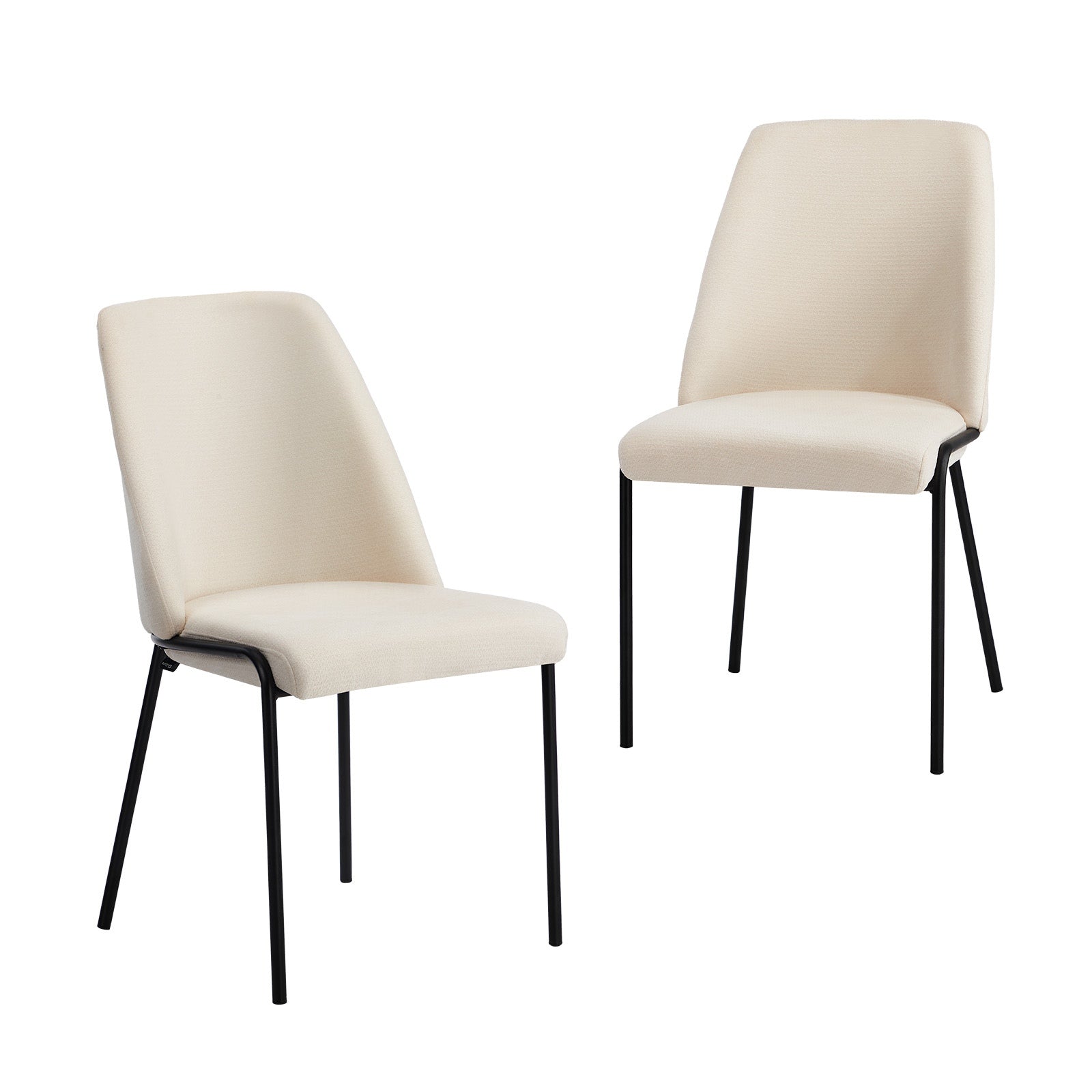 Oikiture Set of 2 Dining Chairs Chenille Fabric Kitchen Chair Padded Seat Beige - Sunyee